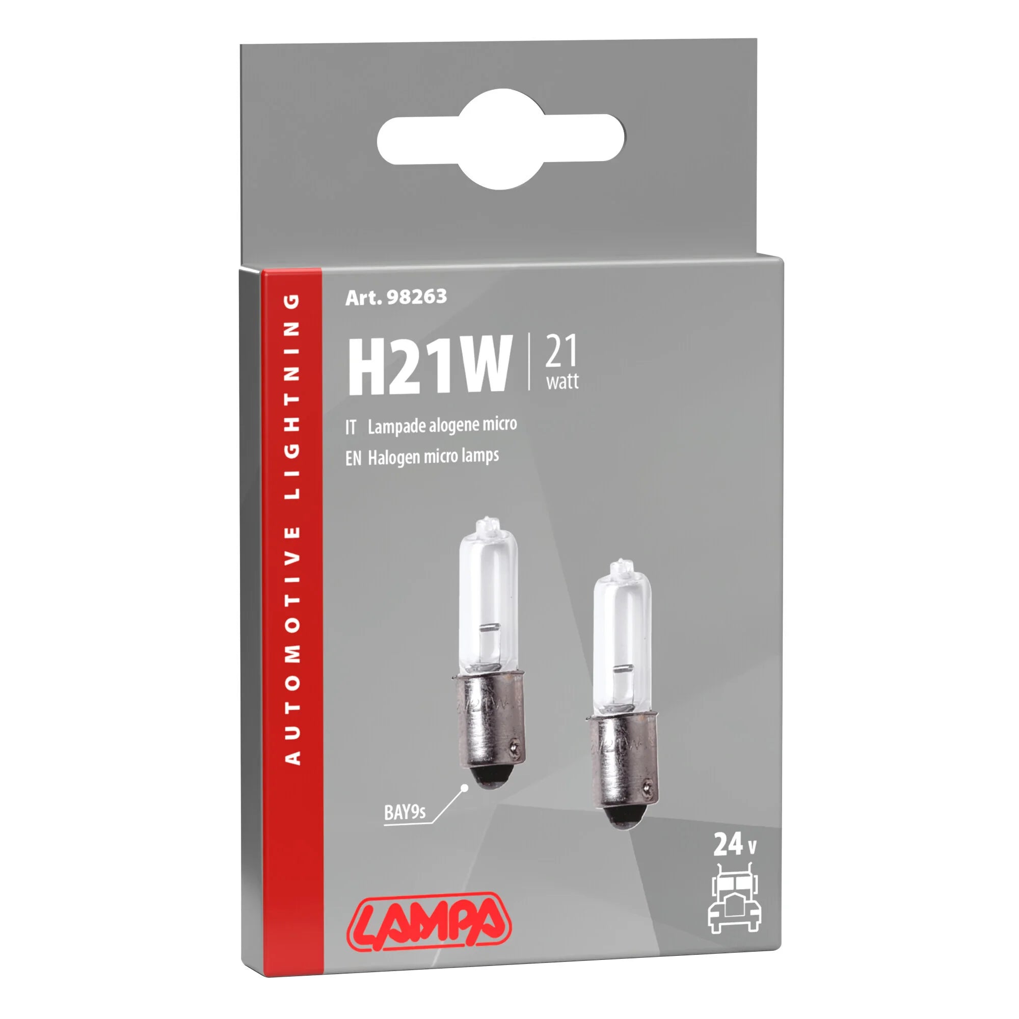 24V Lampada alogena micro - H21W - 21W - BAY9s - 2 pz  - Scatola
