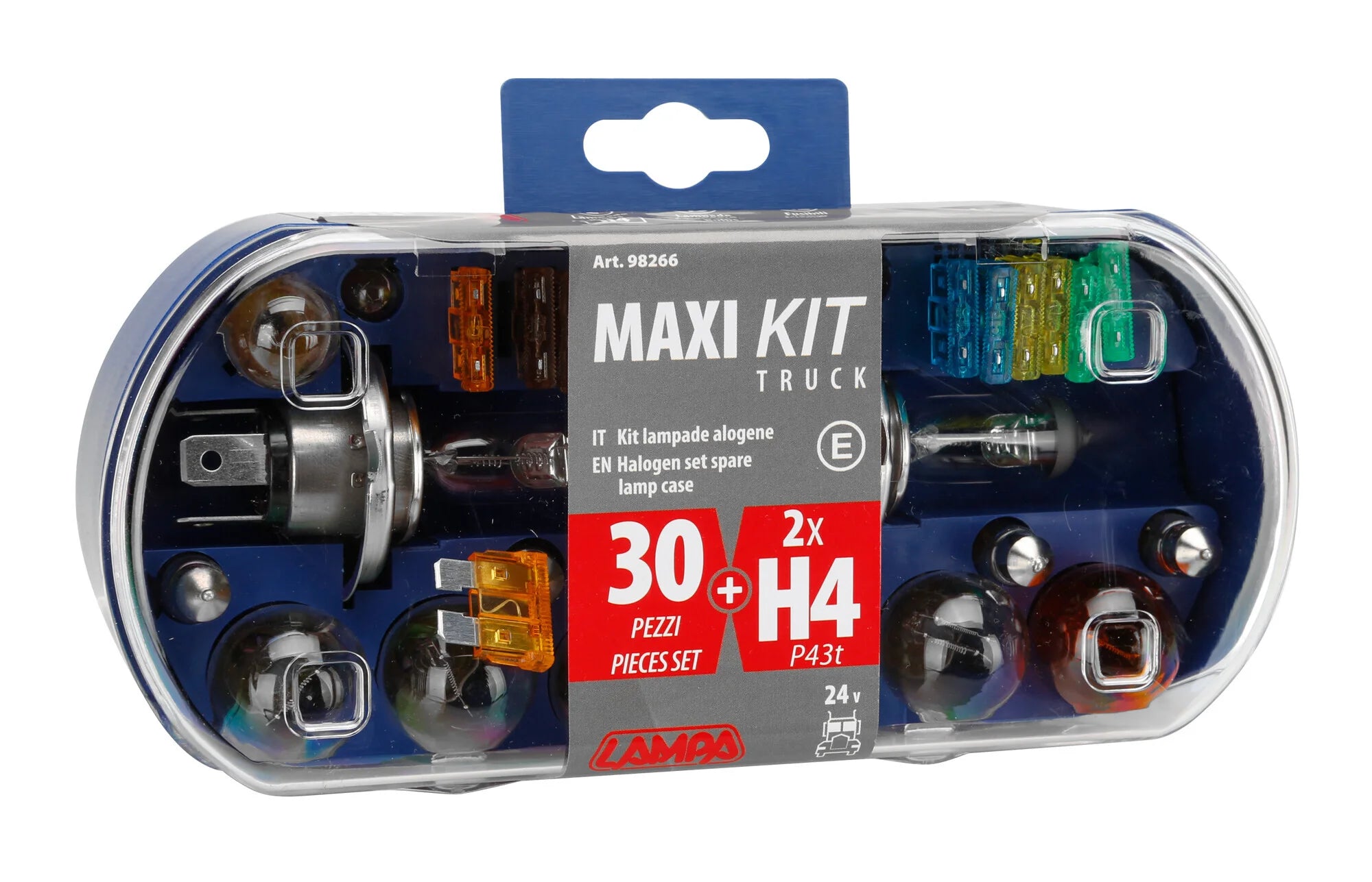 Kit lampade di ricambio 30 pz, alogena 2xH4 - 24V