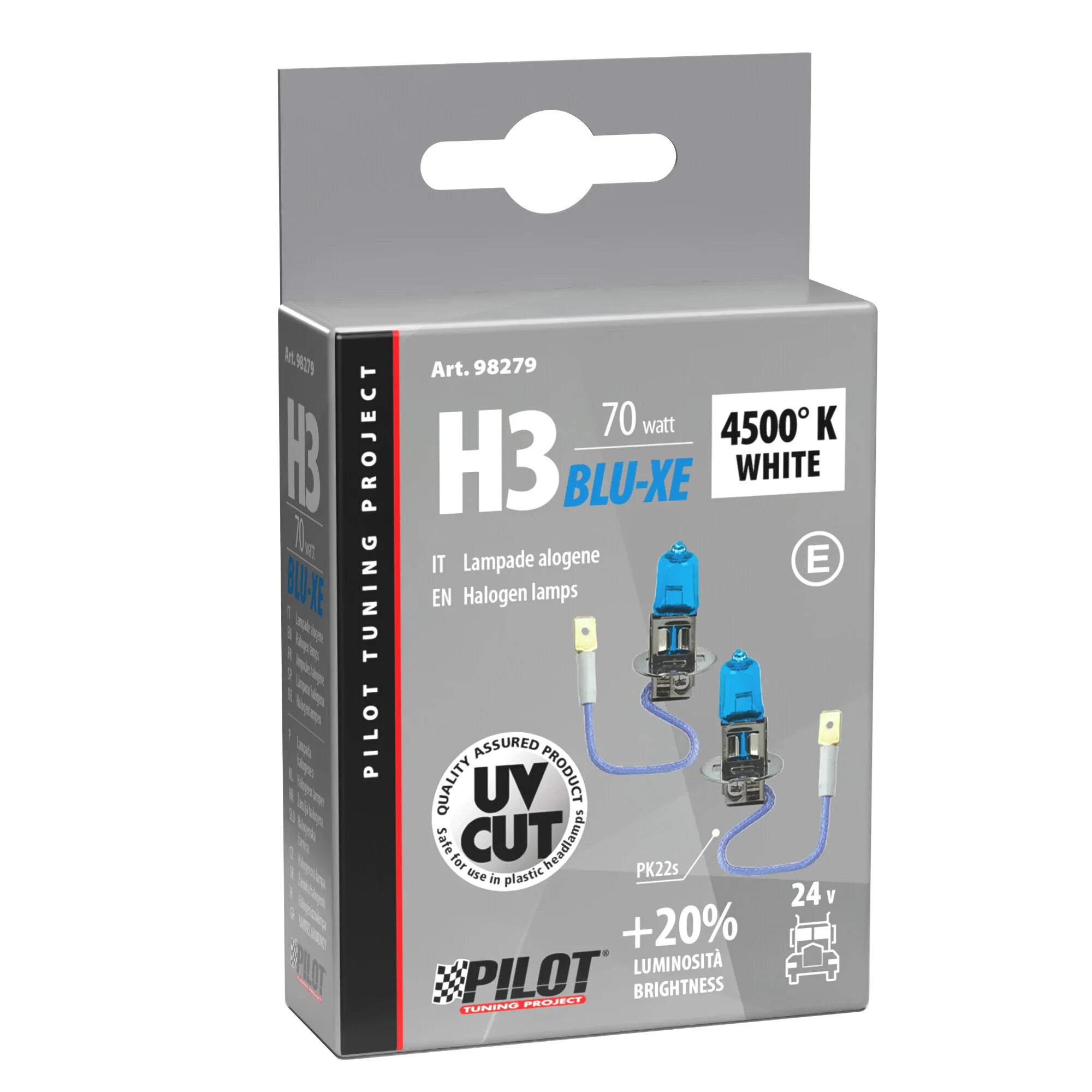 24V Lampada alogena Blu-Xe - H3 - 70W - PK22s - 2 pz  - Scatola