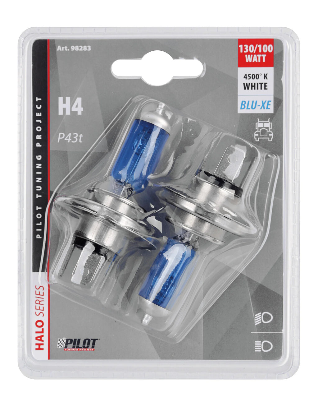 24V Lampada alogena Blu-Xe - (H4) - 100/130W - P43t - 2 pz  - D/Blister