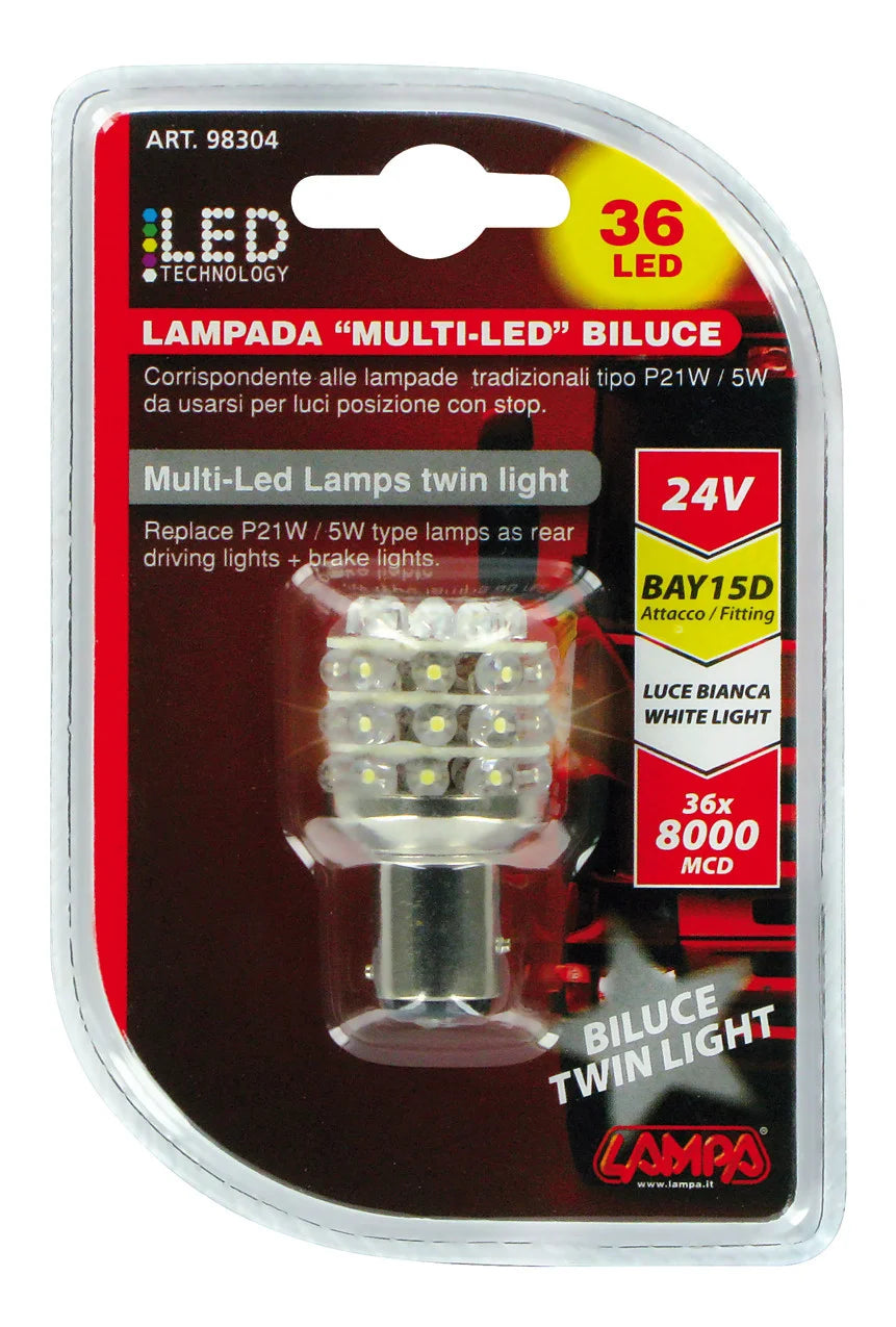 24V Lampada Multi-Led 36 Led - (P21/5W) - BAY15d - 1 pz  - D/Blister - Bianco