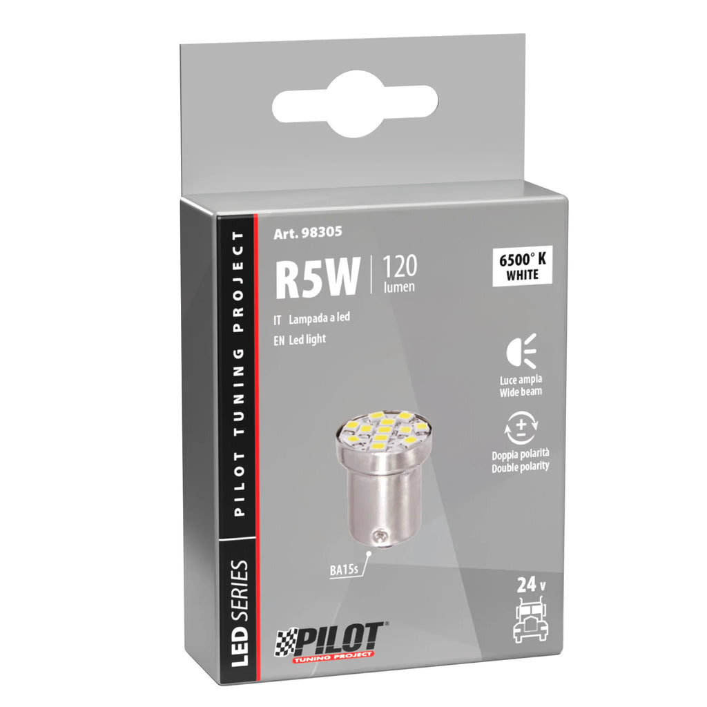 24/28V Led Series - 12 Smd x 1 chip - (R5W-R10W) - BA15s - 1 pz  - Scatola - Bianco - Doppia polarità