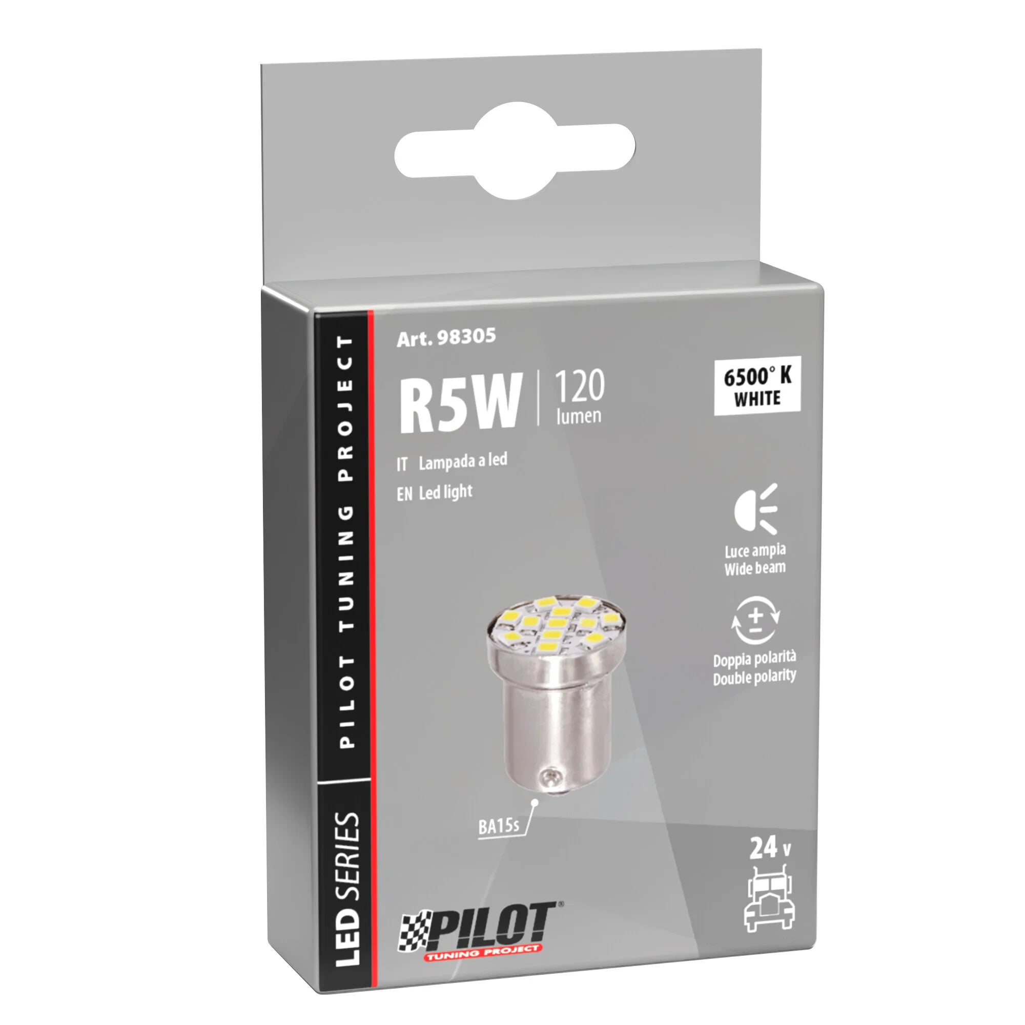 24/28V Led Series - 12 Smd x 1 chip - (R5W-R10W) - BA15s - 1 pz  - Scatola - Bianco - Doppia polarità