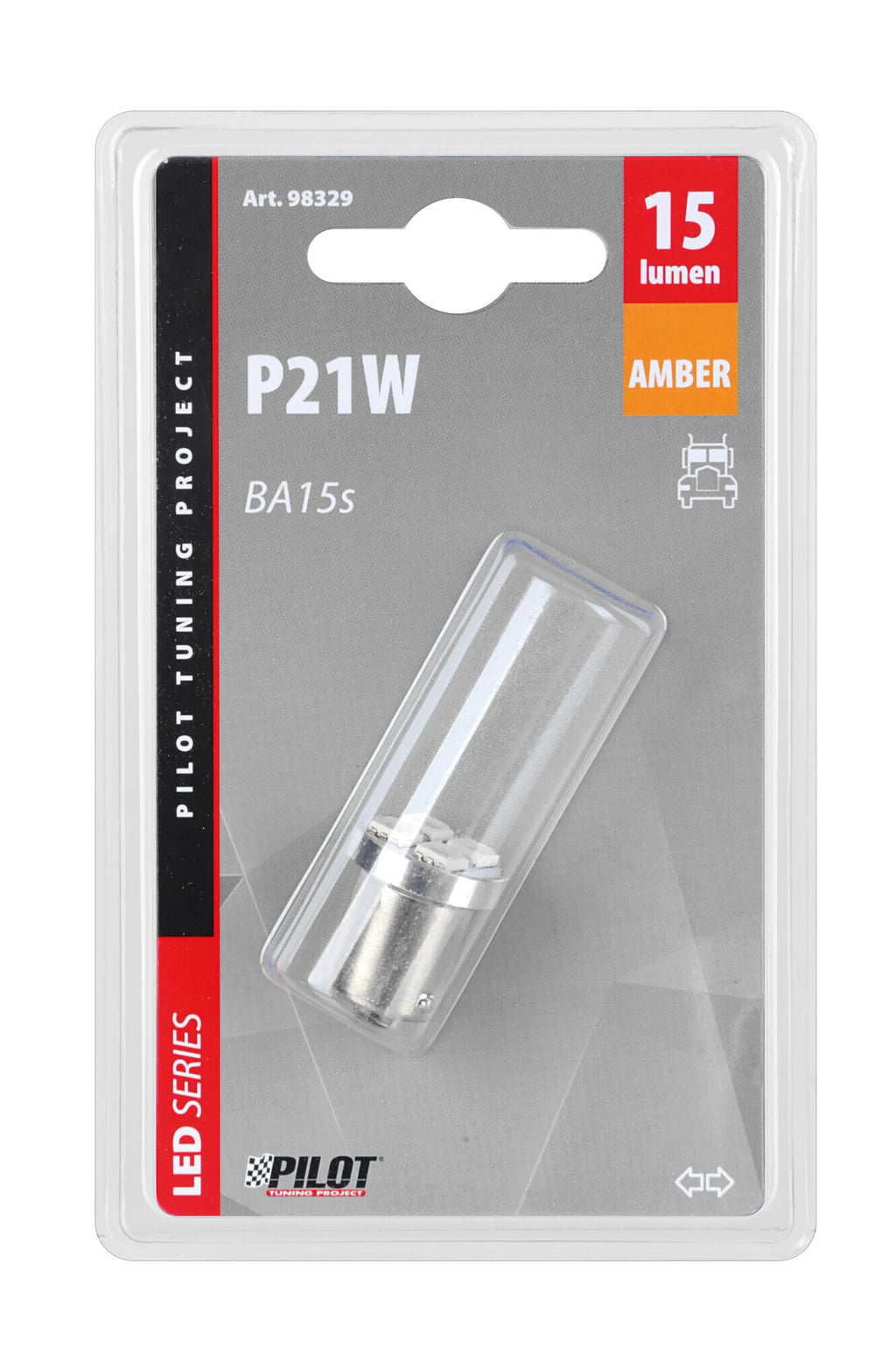 24/28V Led Series - 4 SMD x 3 chips - (P21W) - BA15s - 1 pz  - D/Blister - Arancio - Doppia polarità