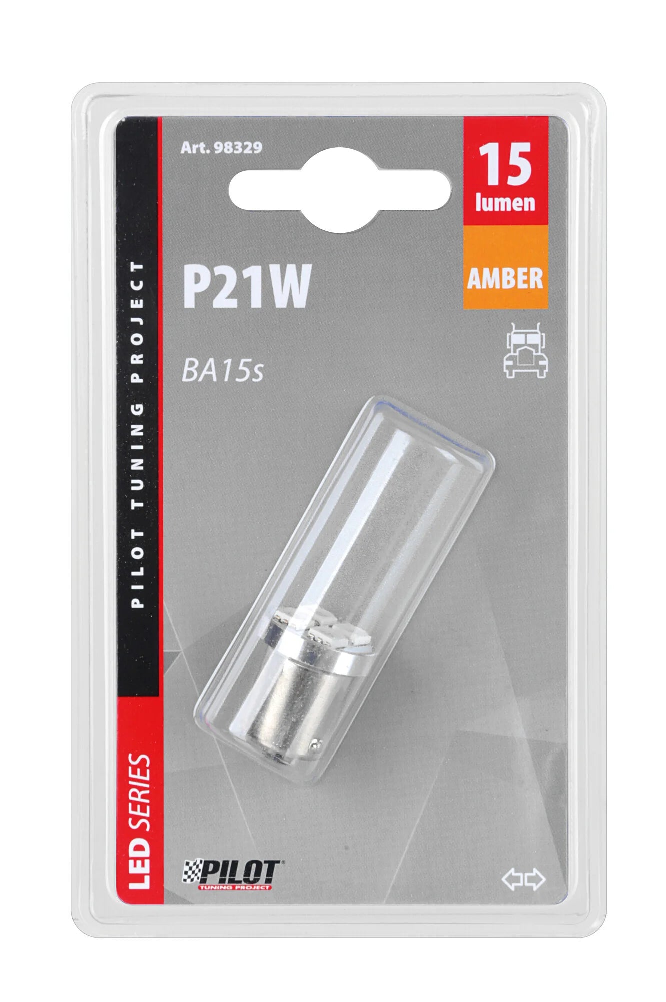 24/28V Led Series - 4 SMD x 3 chips - (P21W) - BA15s - 1 pz  - D/Blister - Arancio - Doppia polarità