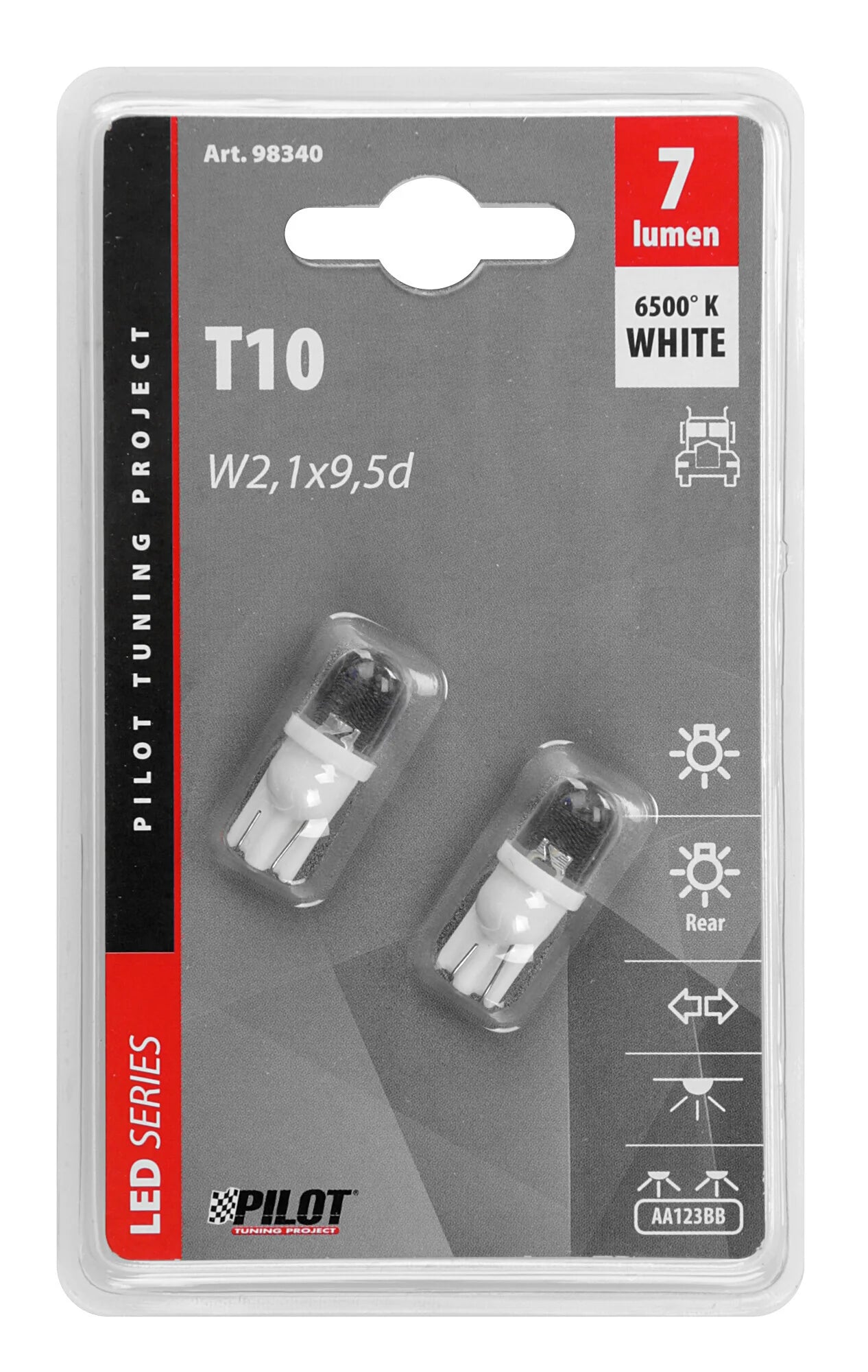 24V Micro lampada 1 Led - (T10) - W2,1x9,5d - 2 pz  - Scatola - Bianco