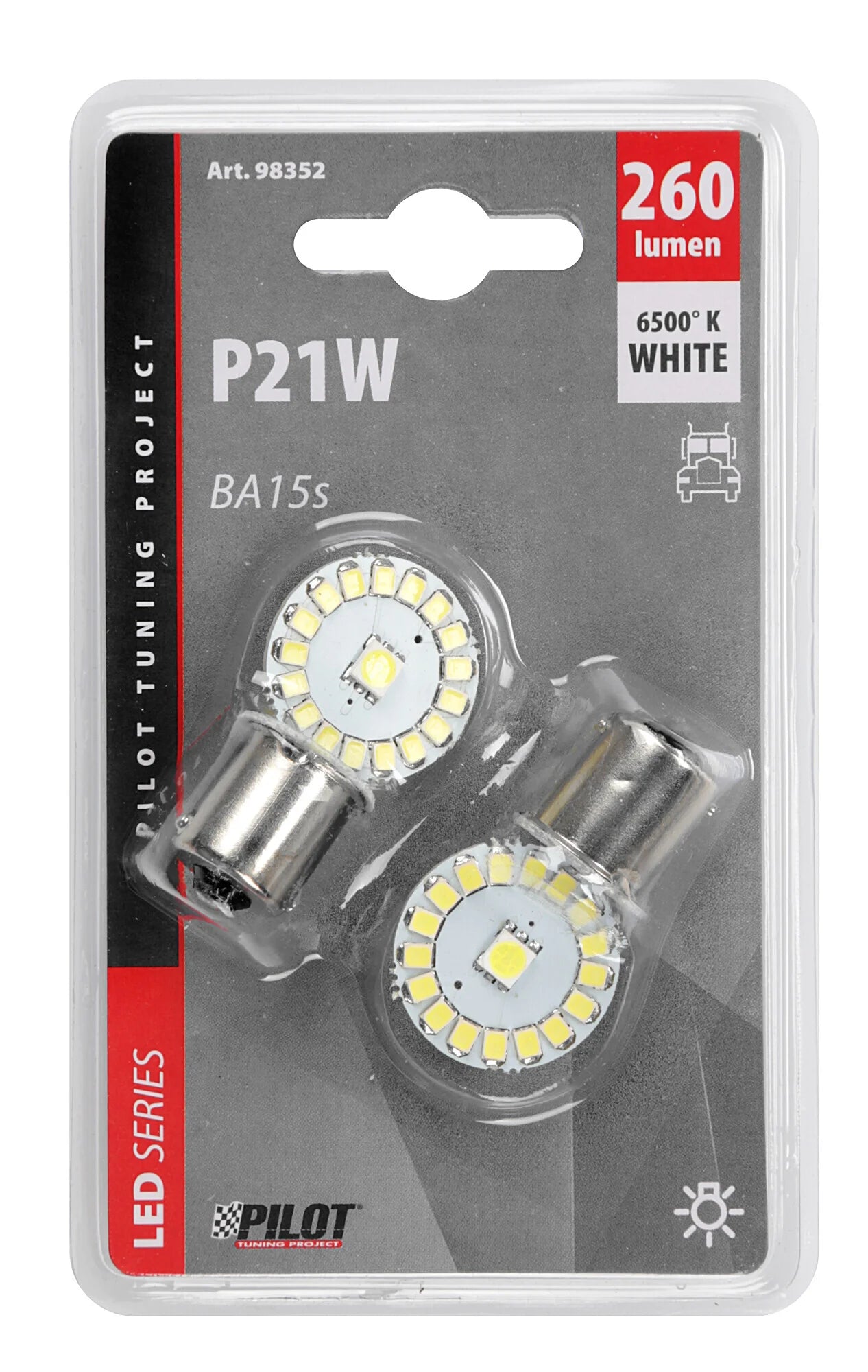 24/28V Led Series - 34 SMD x 3 chips - (P21W) - BA15s - 2 pz  - Scatola - Bianco