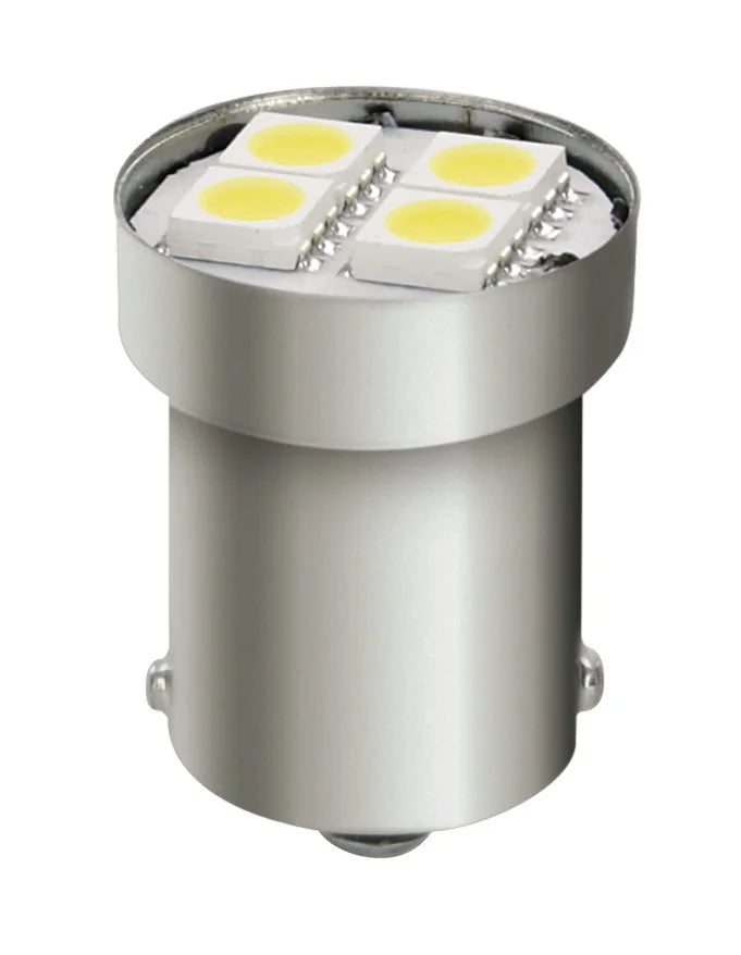 24/28V Led Series - 4 SMD x 3 chips - (P21W) - BA15s - 20 pz  - D/Blister - Bianco - Doppia polarità