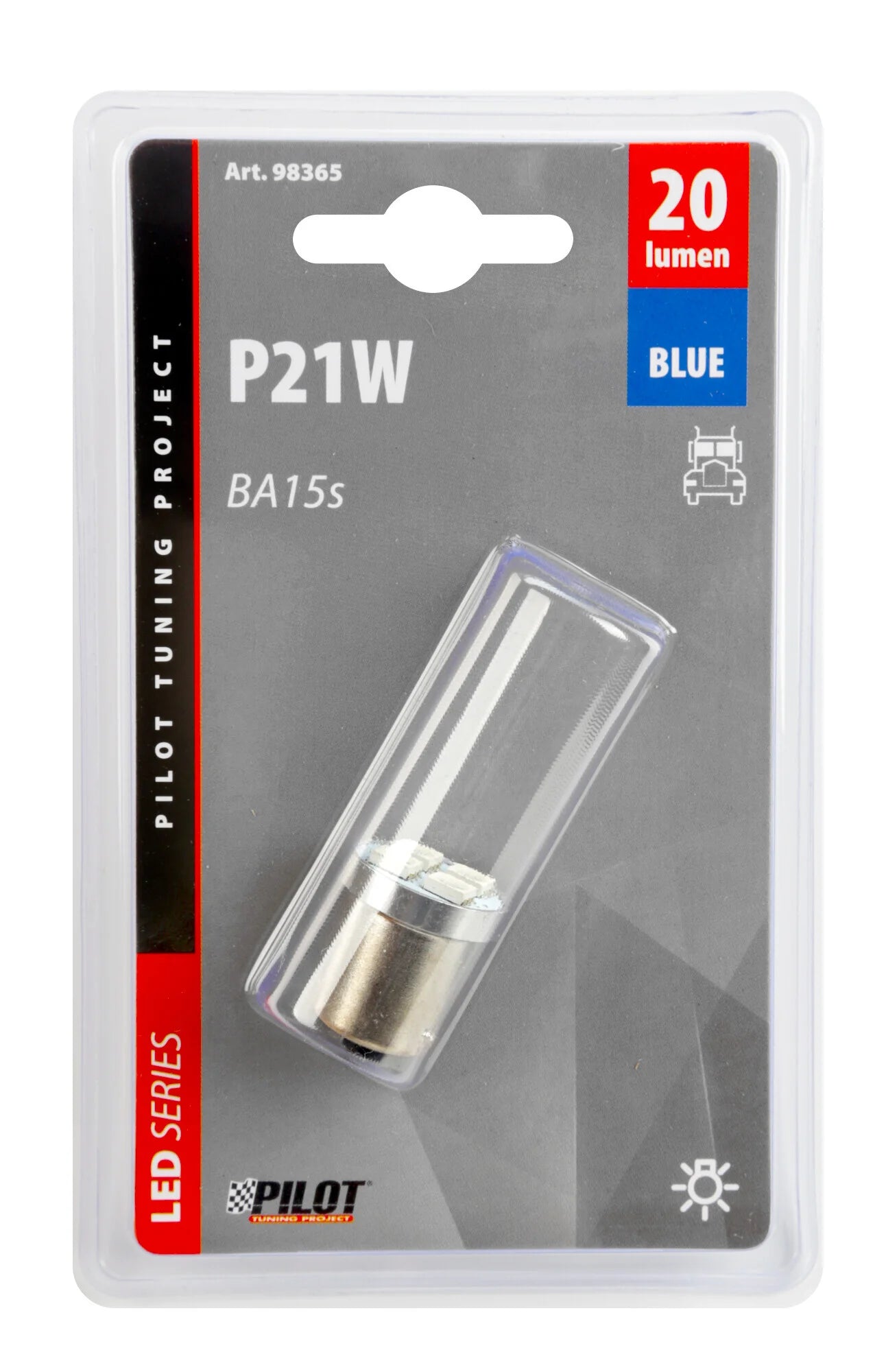 24V Led Series - 4 SMD x 3 chips - (P21W) - BA15s - 1 pz  - D/Blister - Blu - Doppia polarità