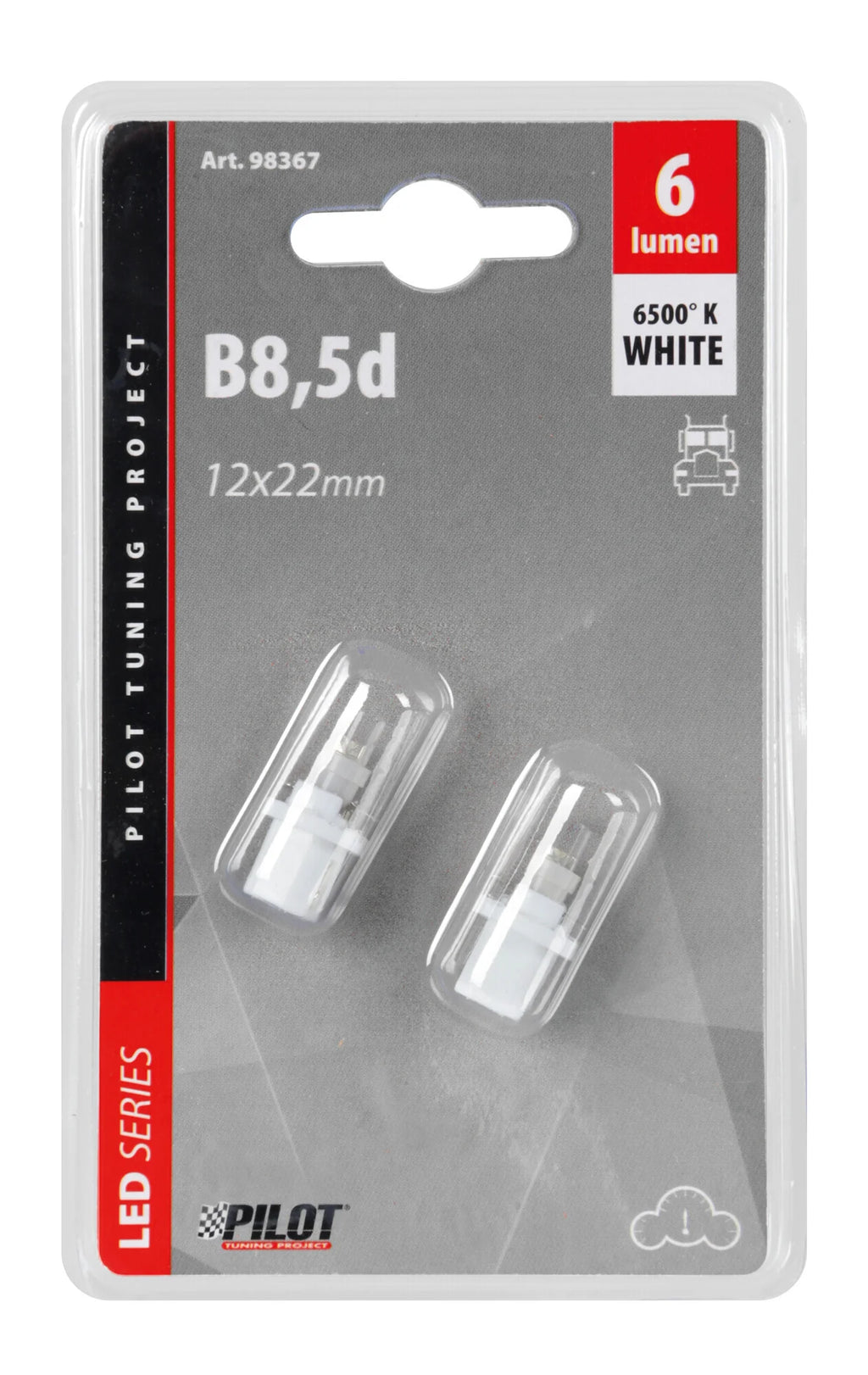 24V Lampada cruscotto 1 Led - B8,5d - 2 pz  - D/Blister - Bianco