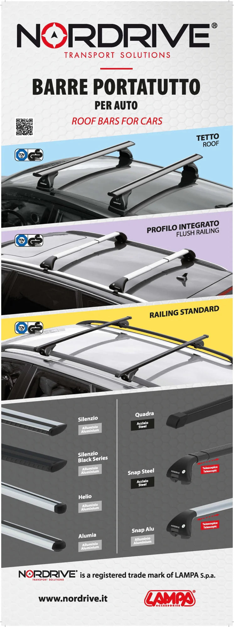 Poster cm 58x160, Nordrive barre portatutto per auto