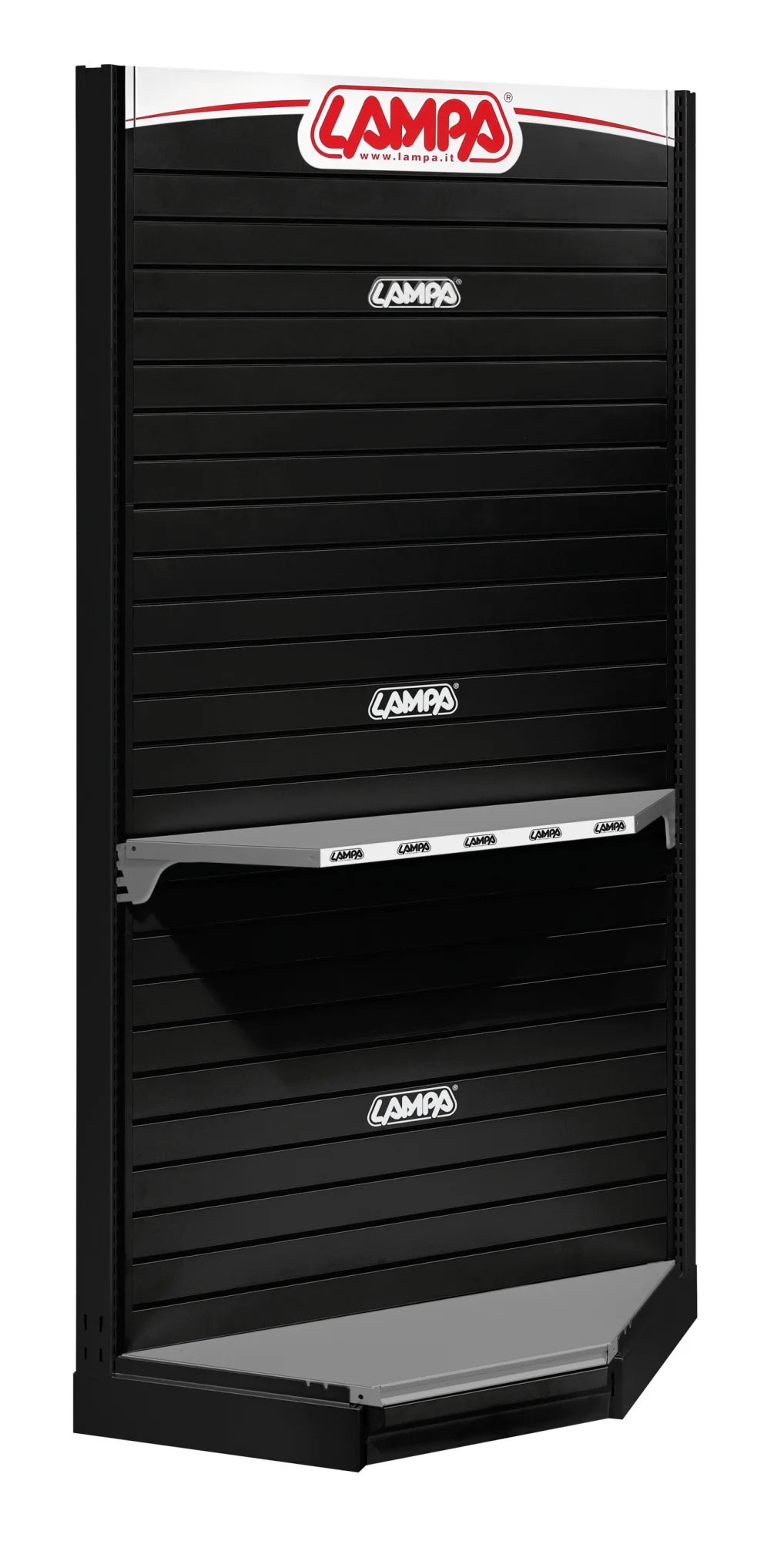 Scaffale angolare D2, kit pannelli a doghe e accessori - 210 cm