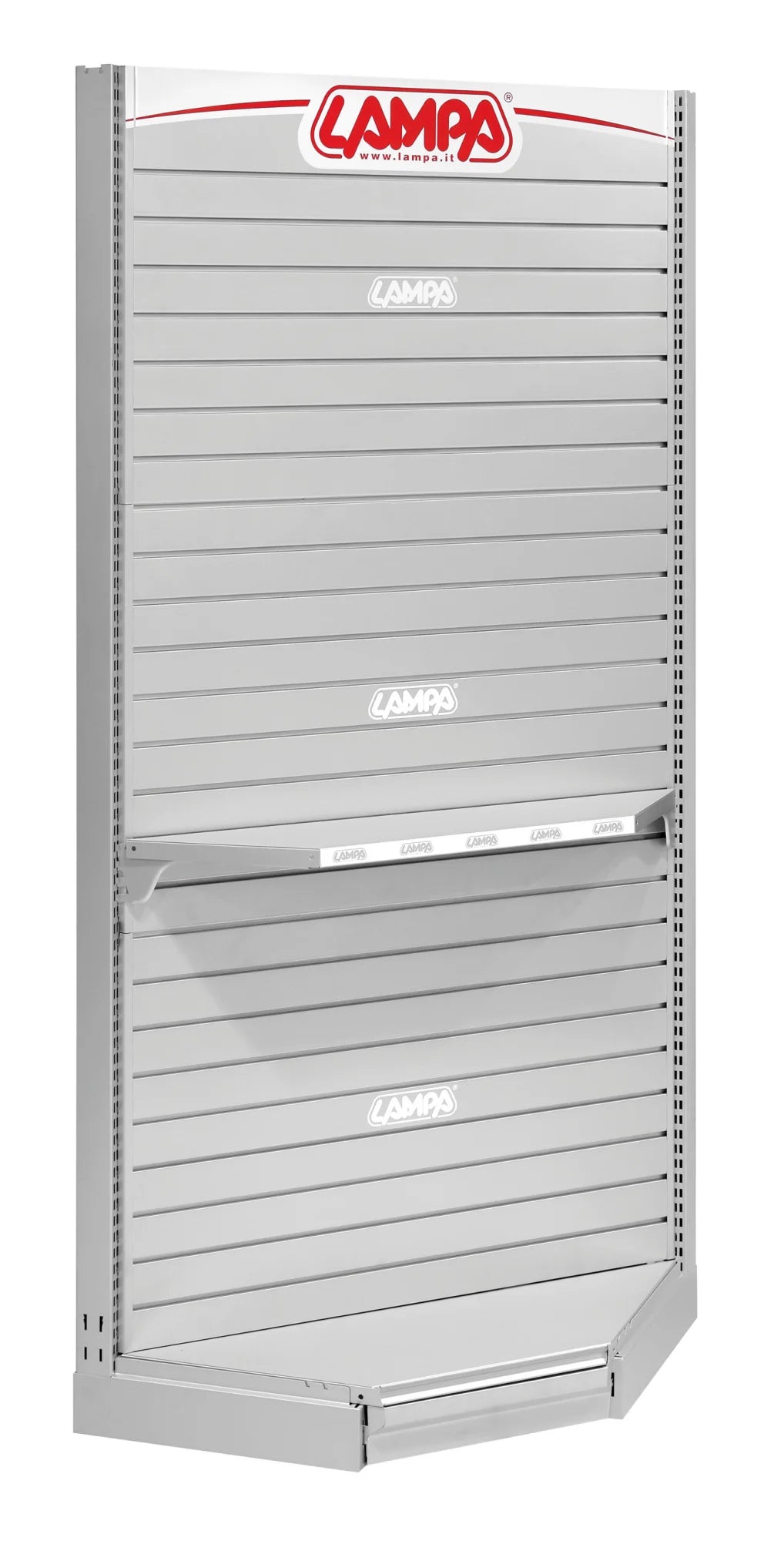 Scaffale angolare D4, kit pannelli a doghe e accessori - 210 cm