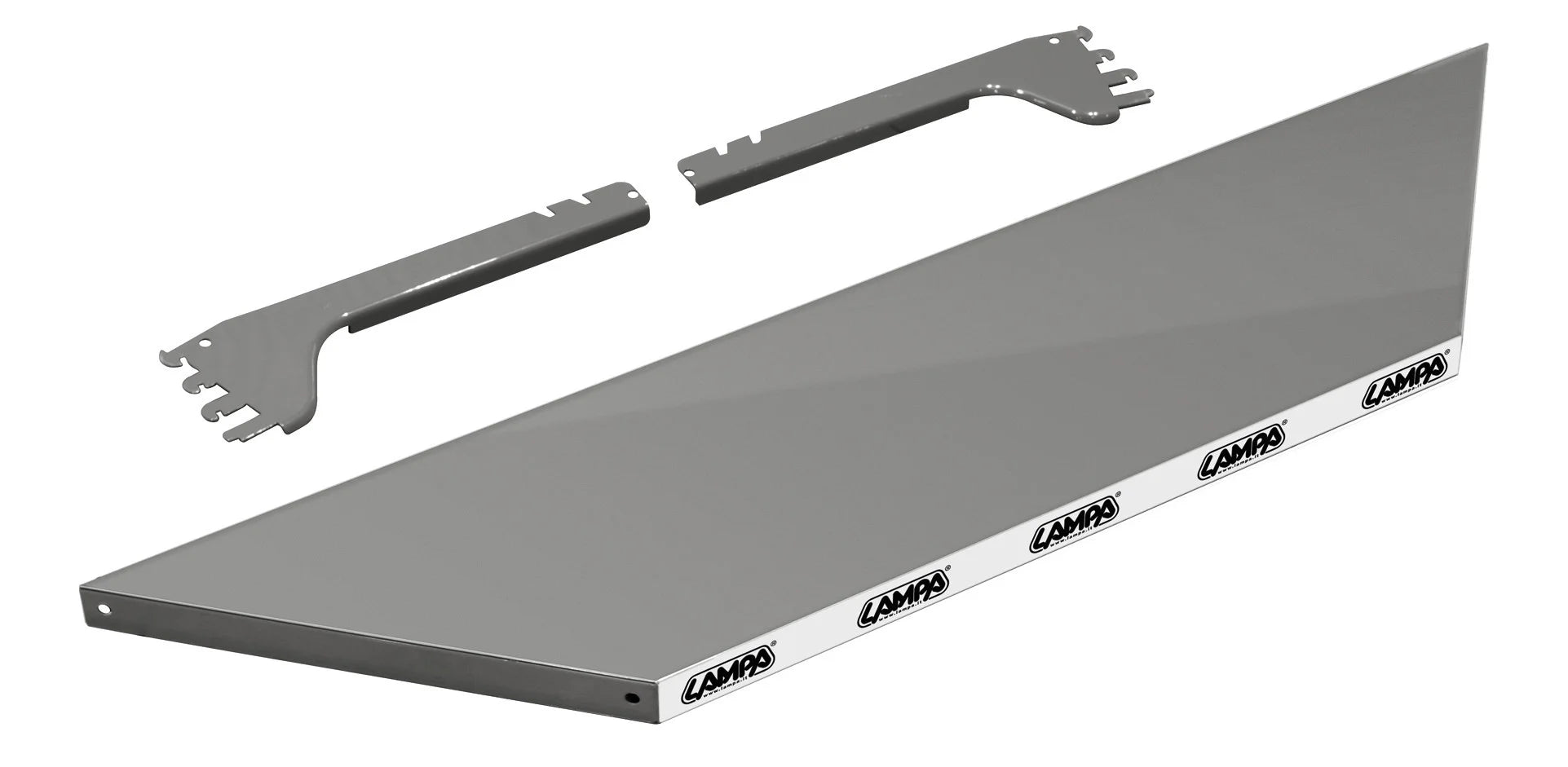 Ripiano grigio per scaffali angolari a doghe neri - 97x23 cm