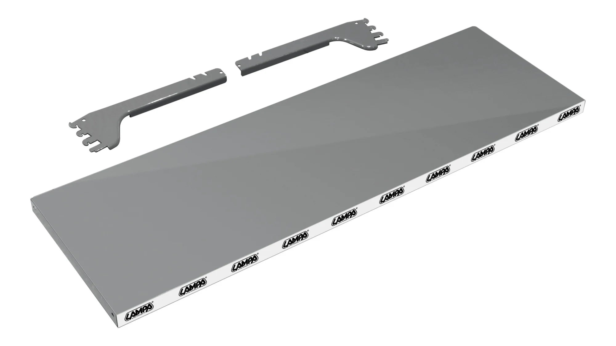 Ripiano grigio per scaffali lineari a doghe neri - 97x31 cm