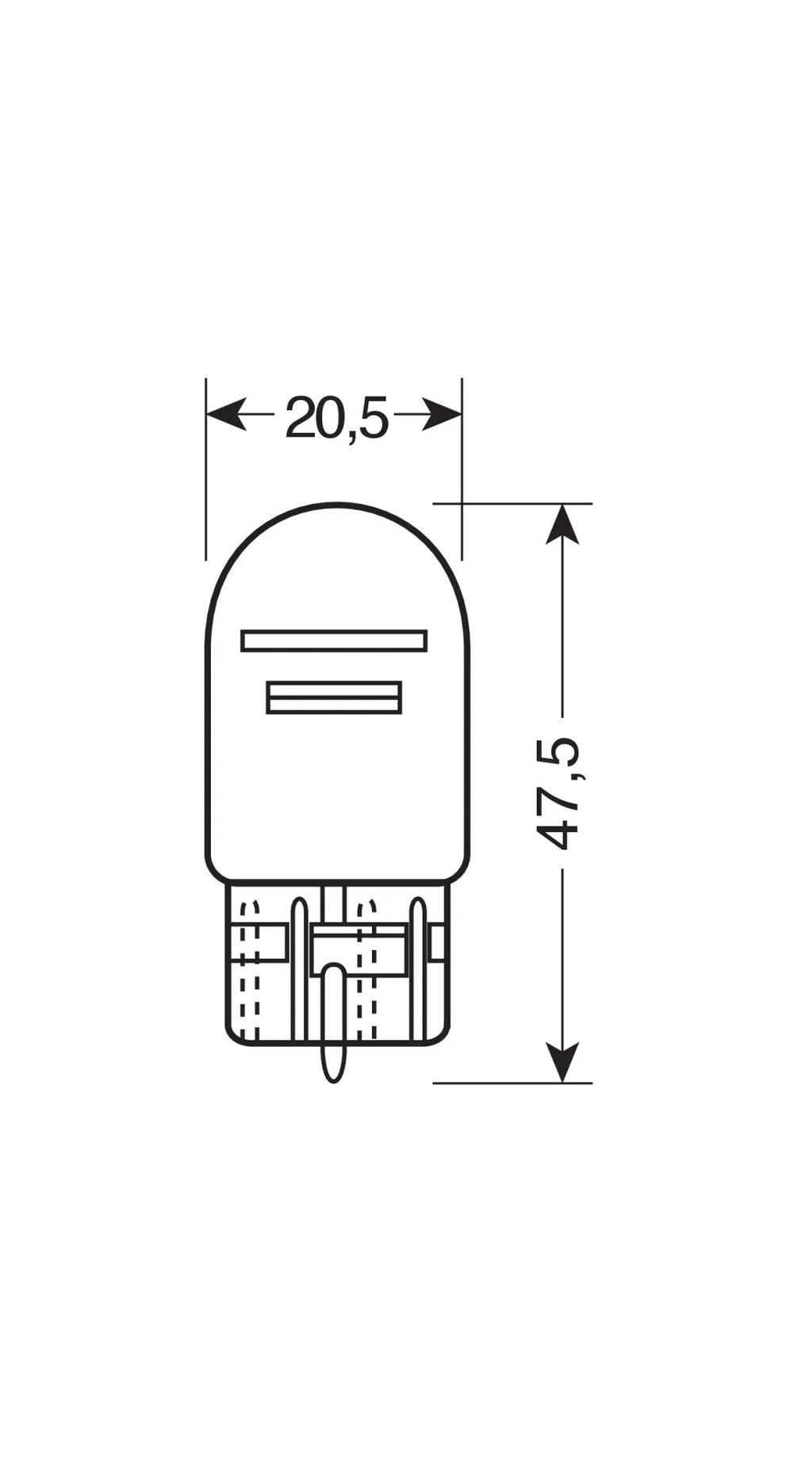 12V Blue Dyed Glass, Lampada con zoccolo vetro 2 filamenti - (W21/5W) - 21/5W - W3x16q - 2 pz  - Scatola