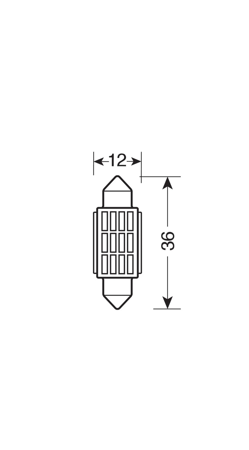 10/30V Led Series - 12 SMD x 1 chip - (C5W) - 12x36 mm - SV8,5-8 - 1 pz  - Scatola - Bianco - Doppia polarità - Resistenza incorporata