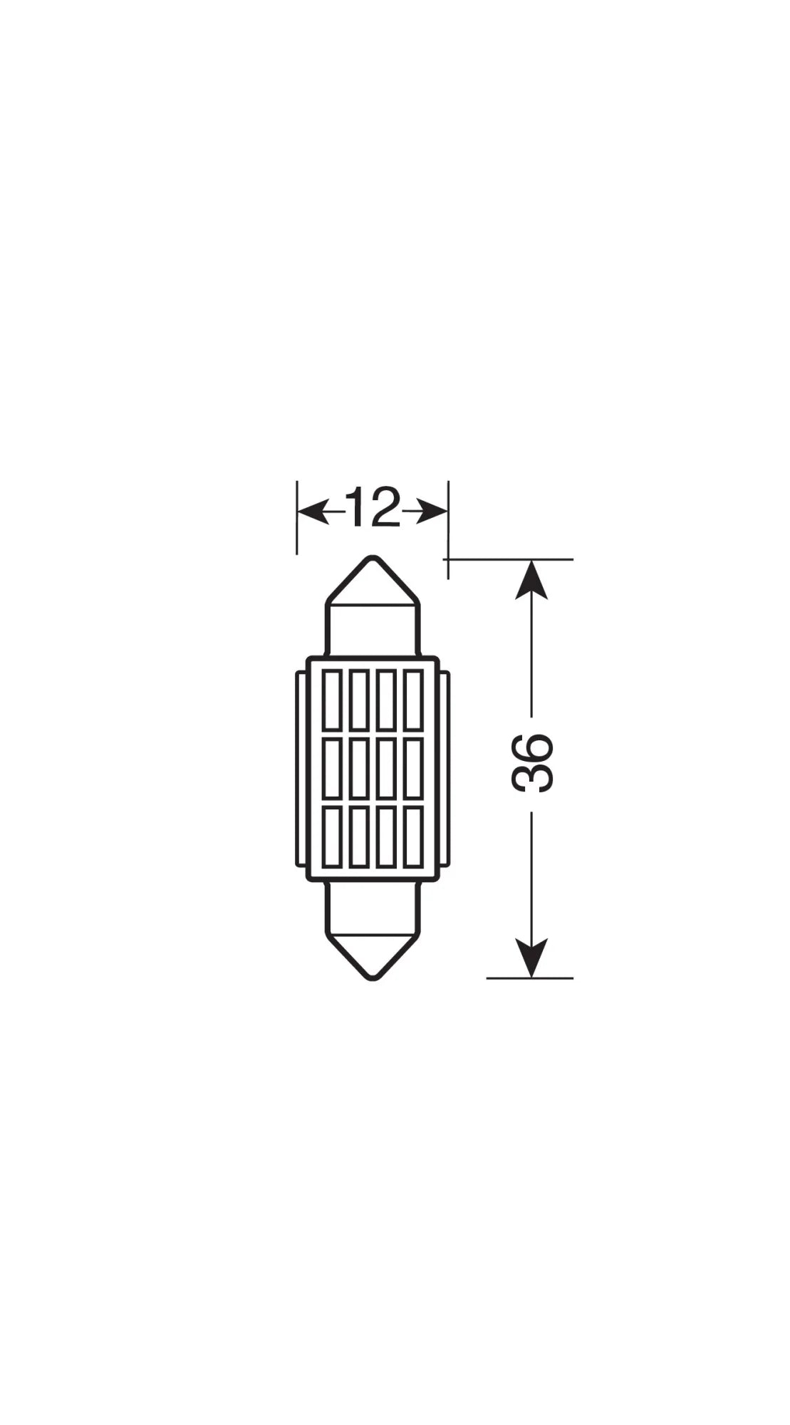 10/30V Led Series - 12 SMD x 1 chip - (C5W) - 12x36 mm - SV8,5-8 - 1 pz  - Scatola - Bianco - Doppia polarità - Resistenza incorporata