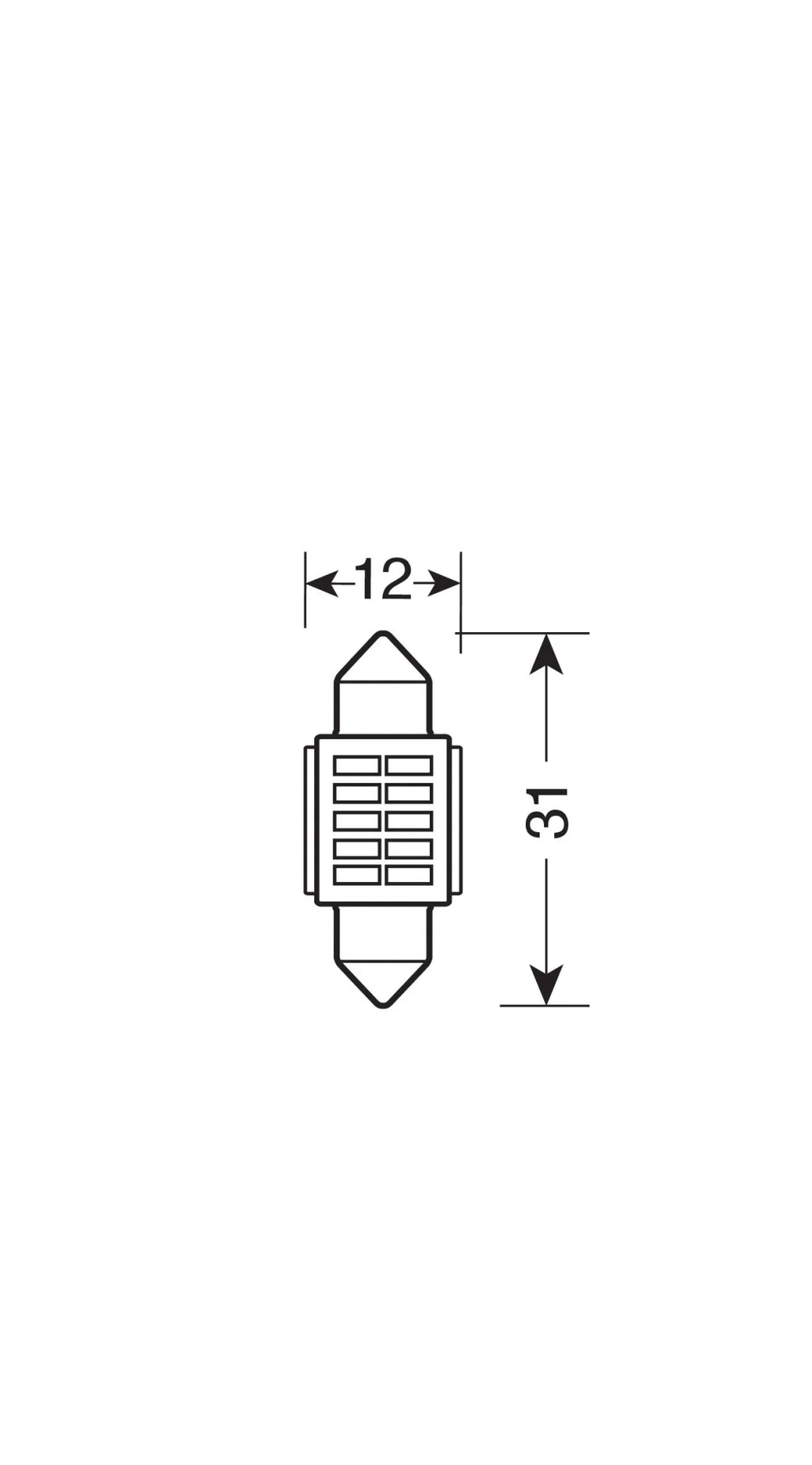 10/30V Led Series - 10 SMD x 1 chip - 12x31 mm - SV8,5-8 - 1 pz  - Scatola - Bianco - Doppia polarità - Resistenza incorporata