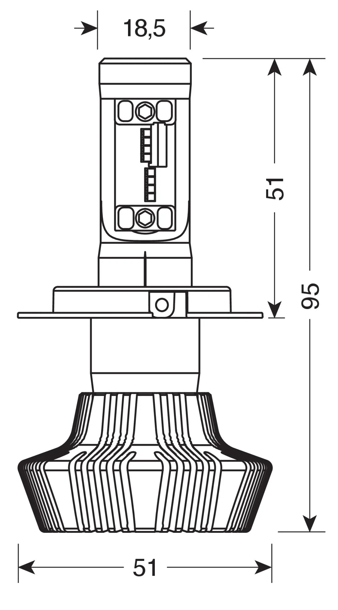 10/30V Halo Led Serie 1 - (H4) - 25W - P43t - 1 pz  - D/Blister