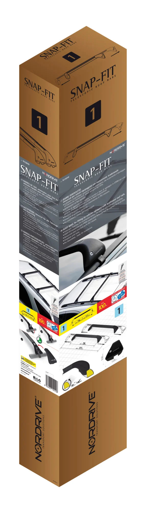 Snap Steel Rail, set completo barre portatutto telescopiche in acciaio - S - F0