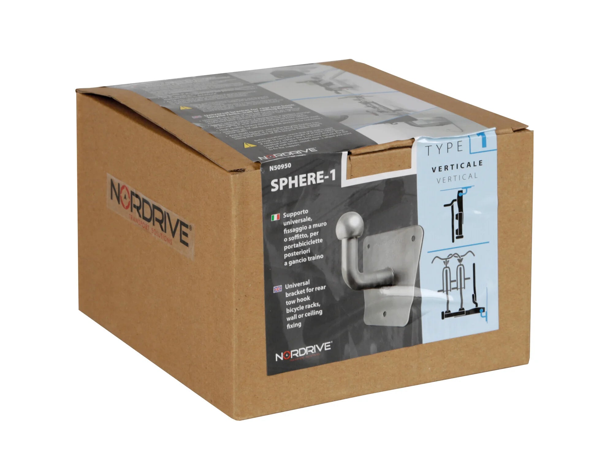 Sphere-1, supporto universale per portabiciclette posteriori a gancio traino, fissaggio a muro o soffitto