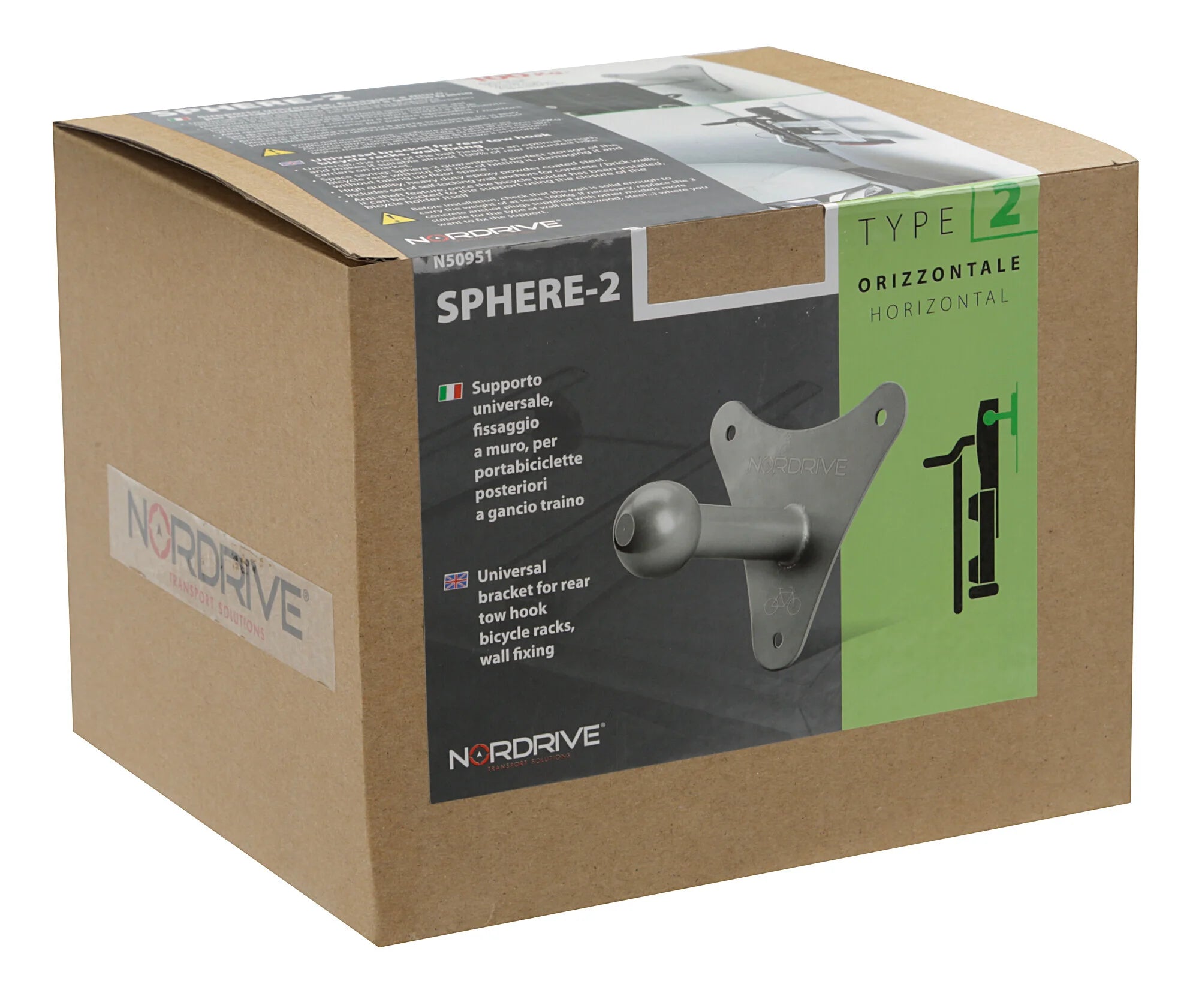 Sphere-2, supporto universale per portabiciclette posteriori a gancio traino, con fissaggio a muro