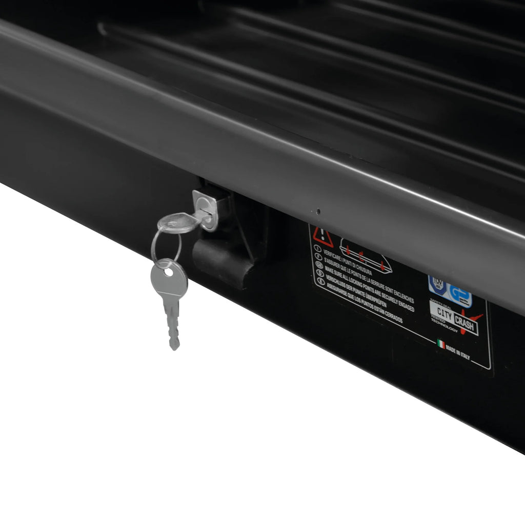 Box 333, box tetto in ABS, 333 litri - Nero goffrato