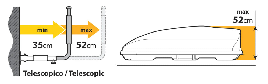 Coppia supporti da parete per box tetto - Tipo 1, laterale