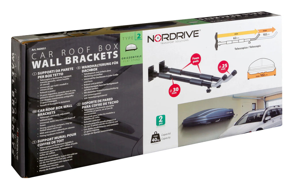 Coppia supporti da parete per box tetto - Tipo 2, orizzontale