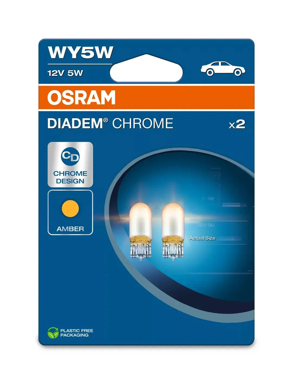 12V Diadem Chrome - WY5W - 5W - W2,1x9,5d - 2 pz  - Scatola - Arancio