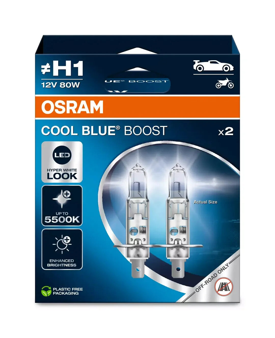 12V Cool Blue Boost - (H1) - 80W - P14,5s - 2 pz  - Scatola