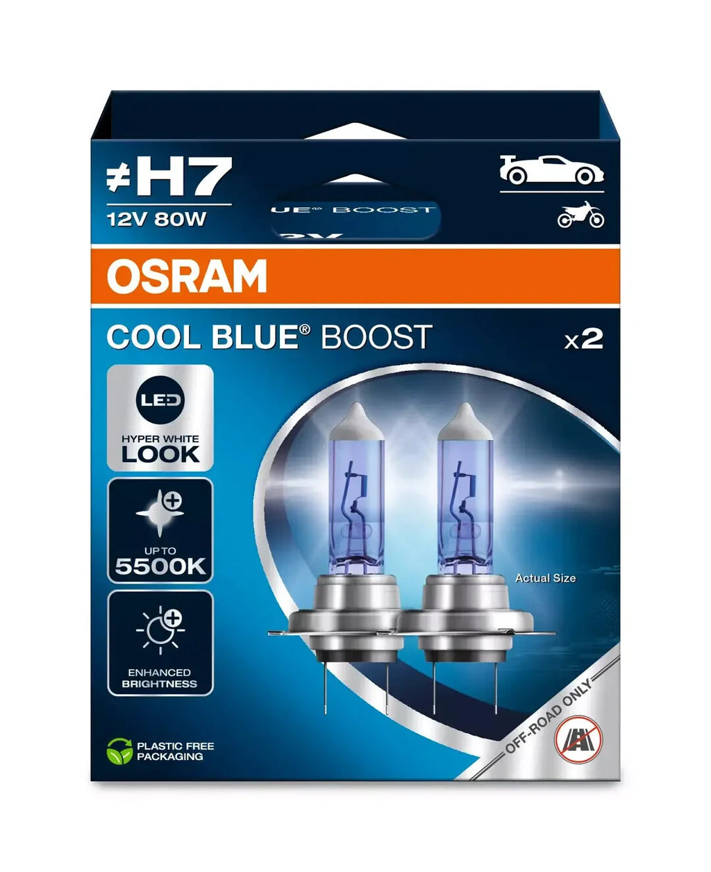 12V Cool Blue Boost - (H7) - 80W - PX26d - 2 pz  - Scatola