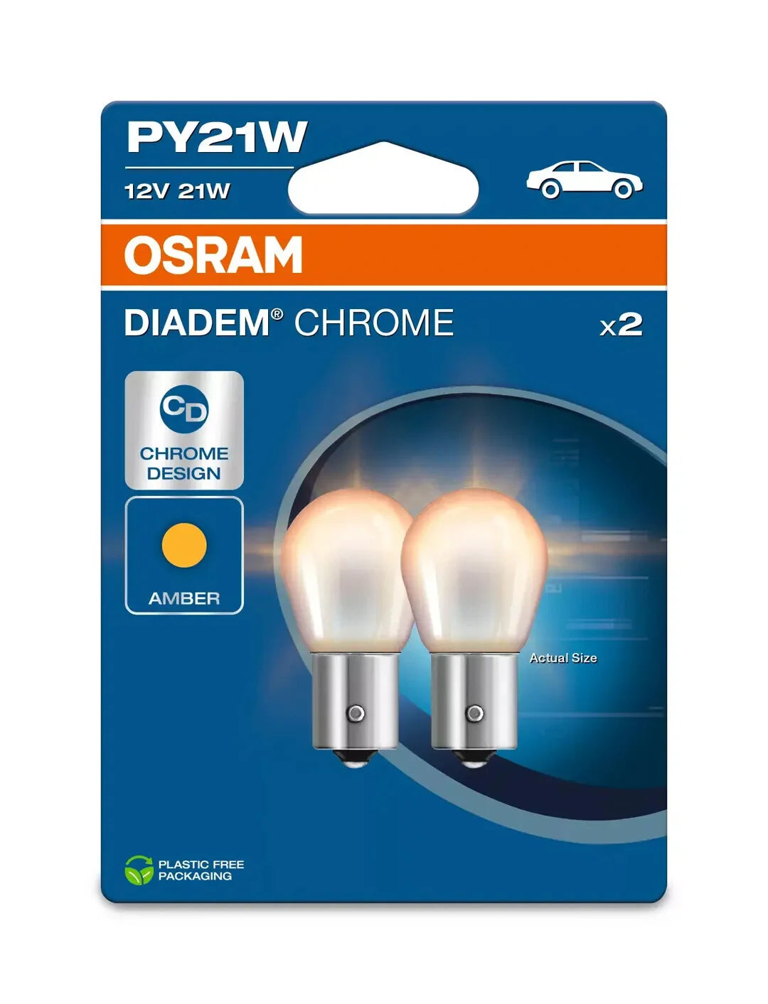 12V Diadem Chrome - PY21W - 21W - BAU15s - 2 pz  - Scatola - Arancio
