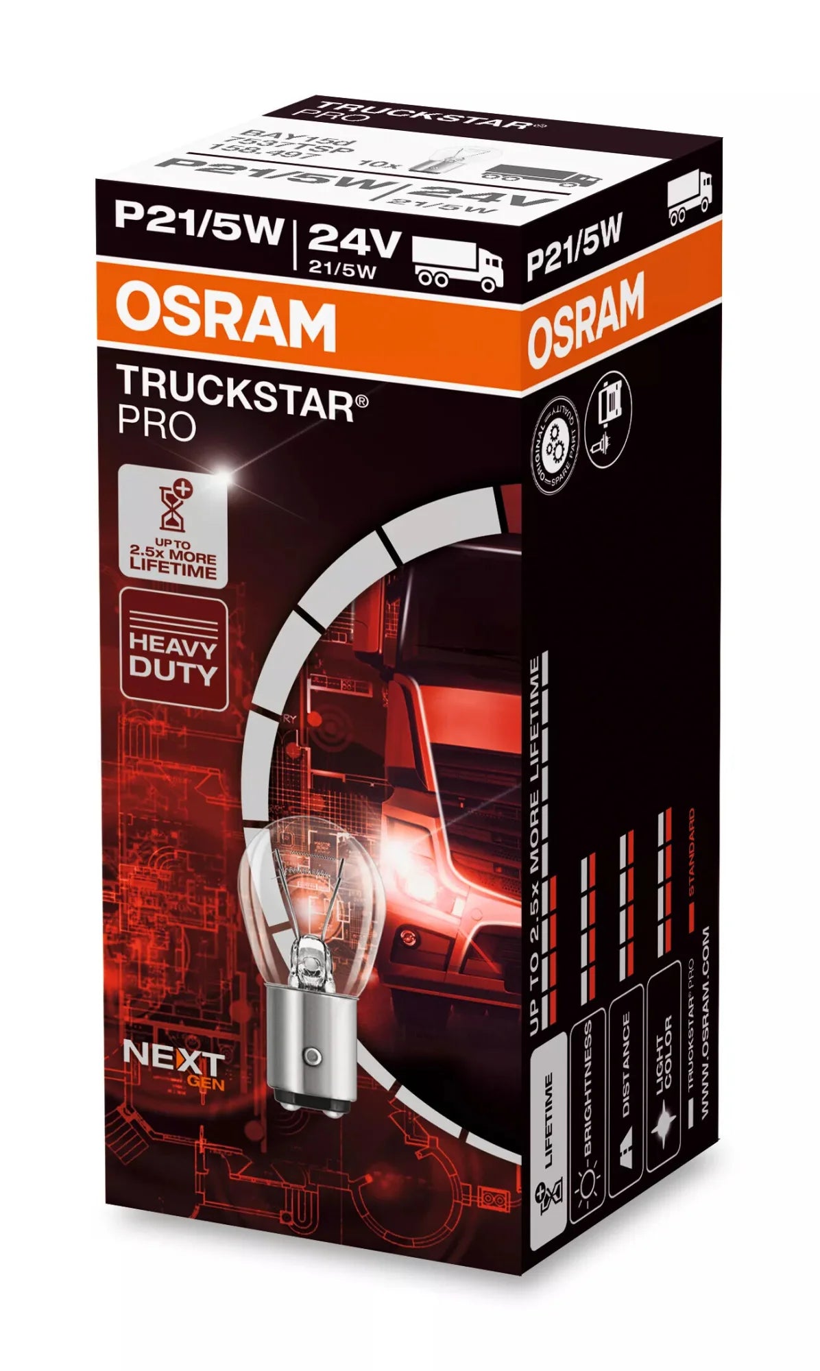 24V Truckstar Pro - P21/5W - 21/5W - BAY15d - 1 pz  - Sfuso [Confezione da 10]