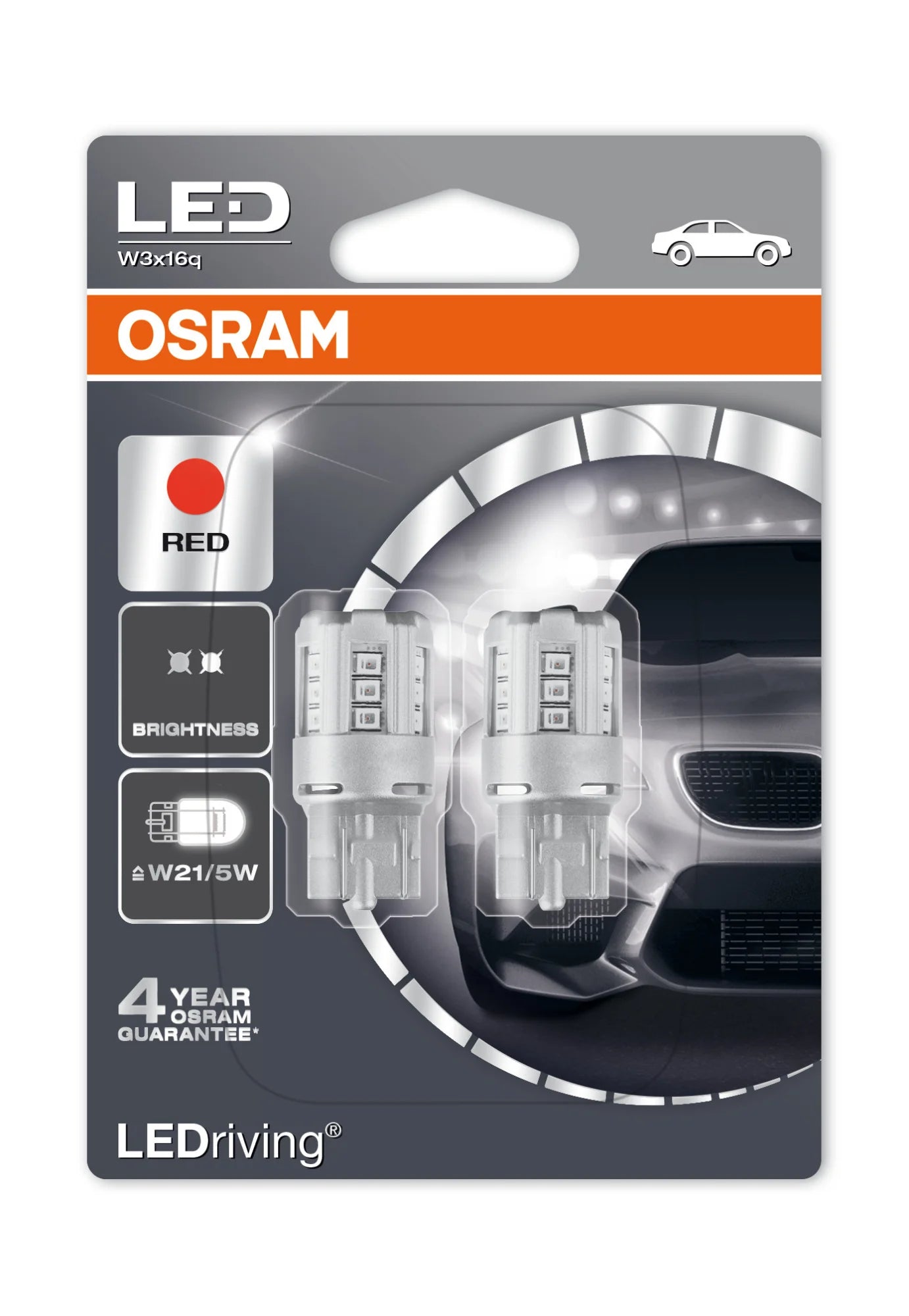 12V LEDriving Retrofit Led Standard - (W21/5W) - W3x16q - 2 pz  - Blister - Rosso