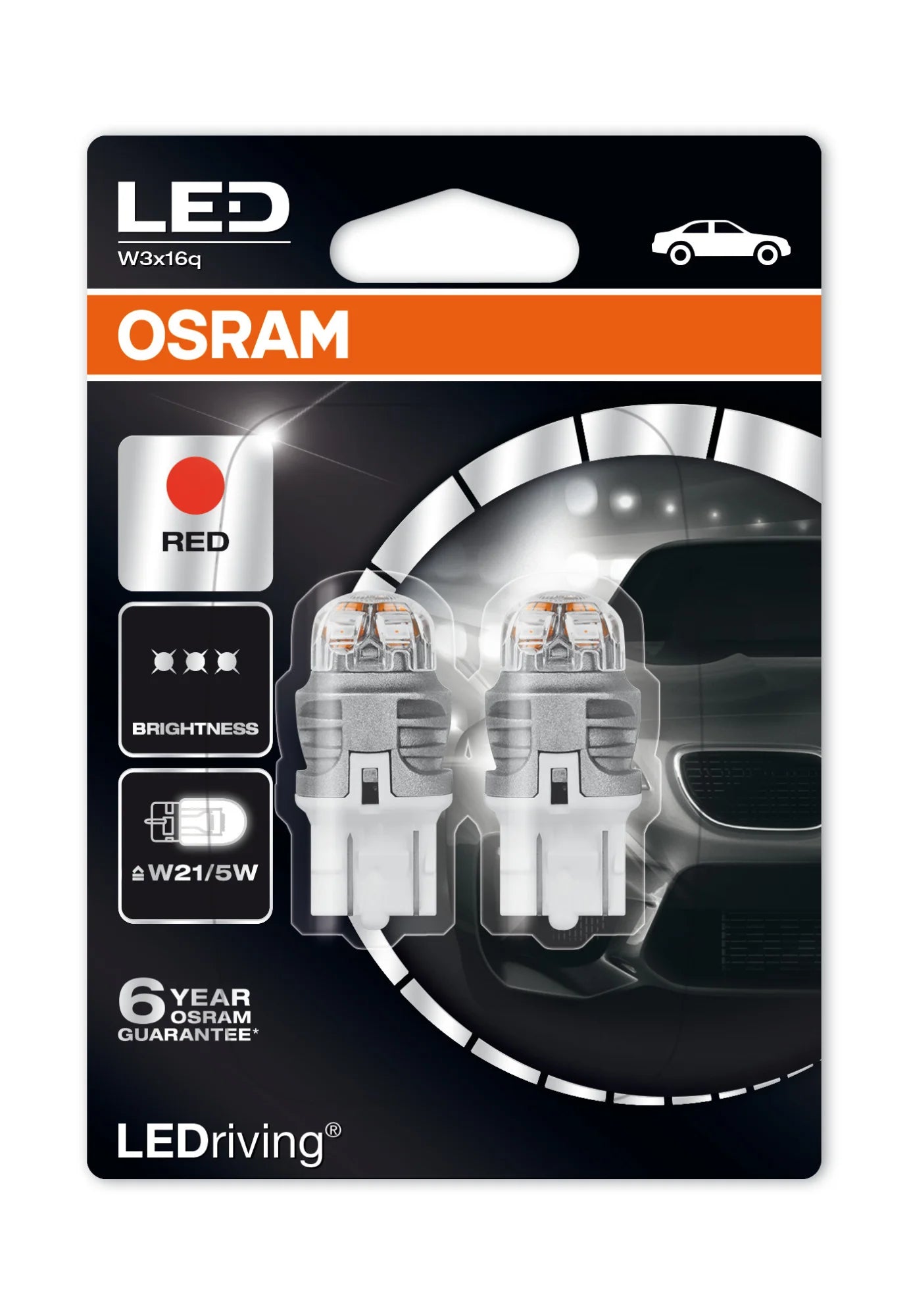12V LEDriving Retrofit Led Premium - (W21/5W) - W3x16q - 2 pz  - Blister - Rosso