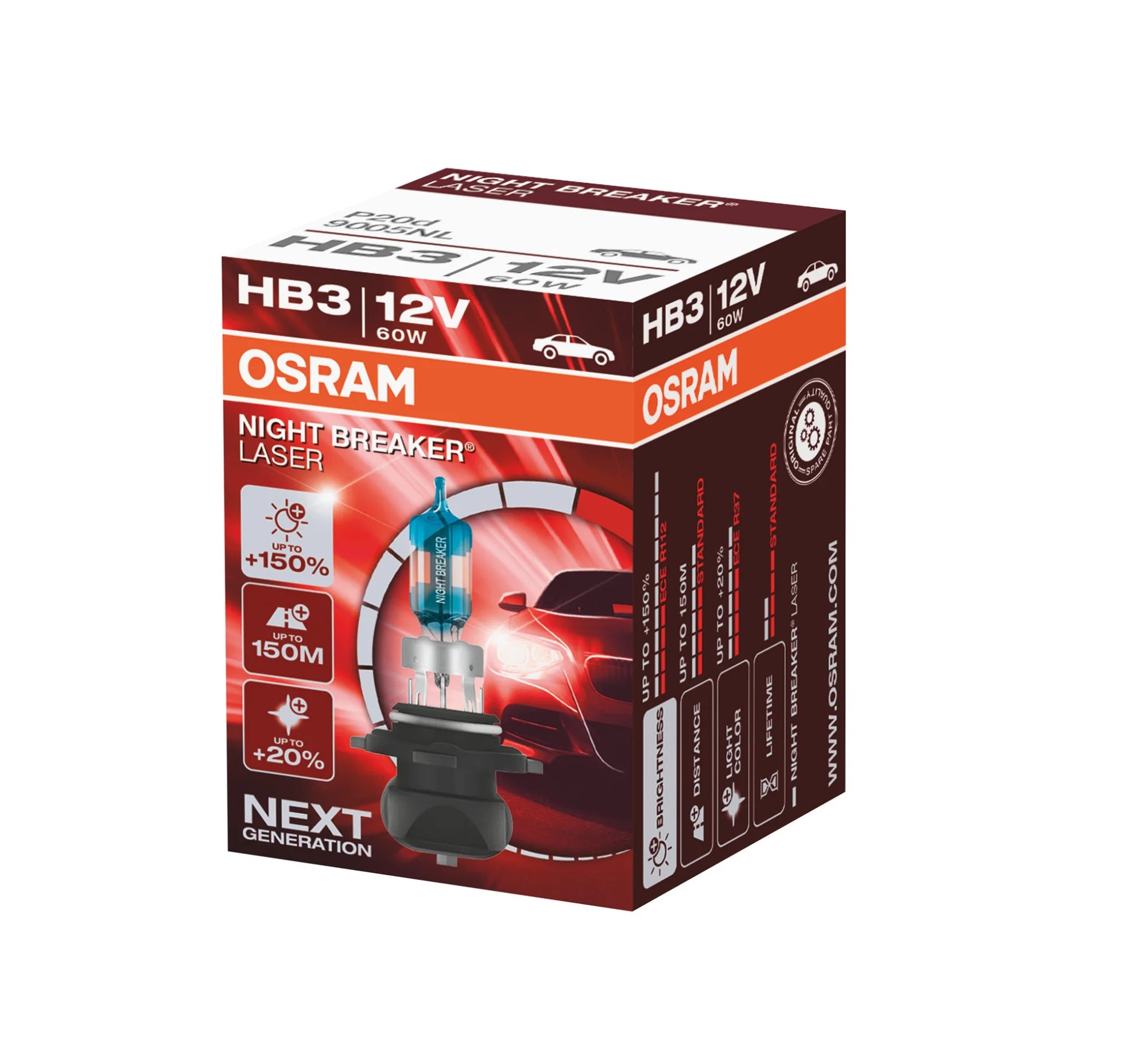 12V Night Breaker Laser - HB3 - 60W - P20d - 1 pz  - Scatola