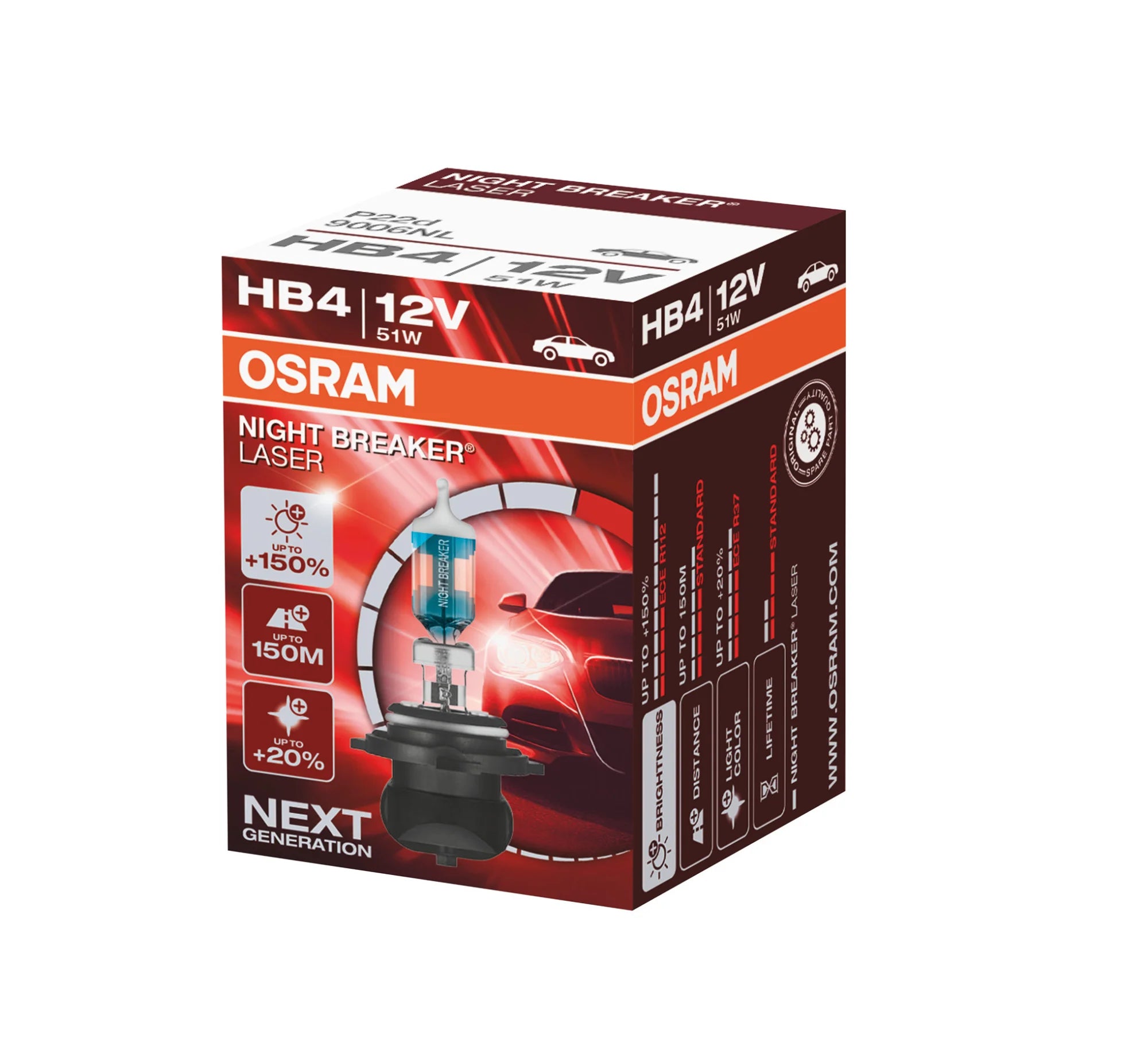 12V Night Breaker Laser - HB4 - 51W - P22d - 1 pz  - Scatola