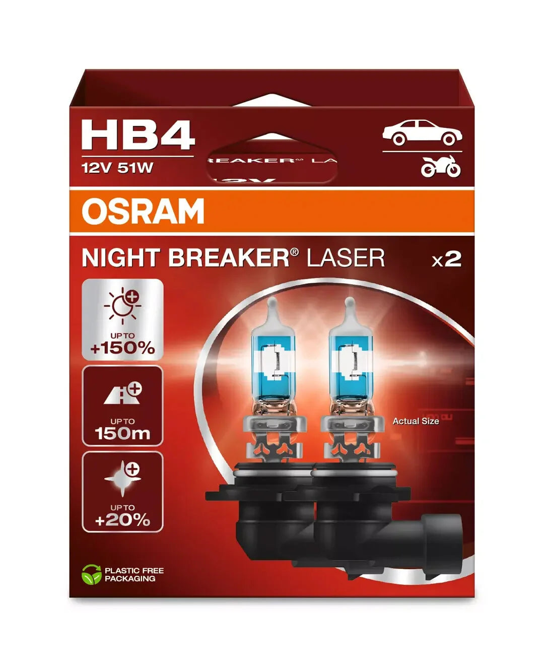 12V Night Breaker Laser - HB4 - 51W - P22d - 2 pz  - Scatola