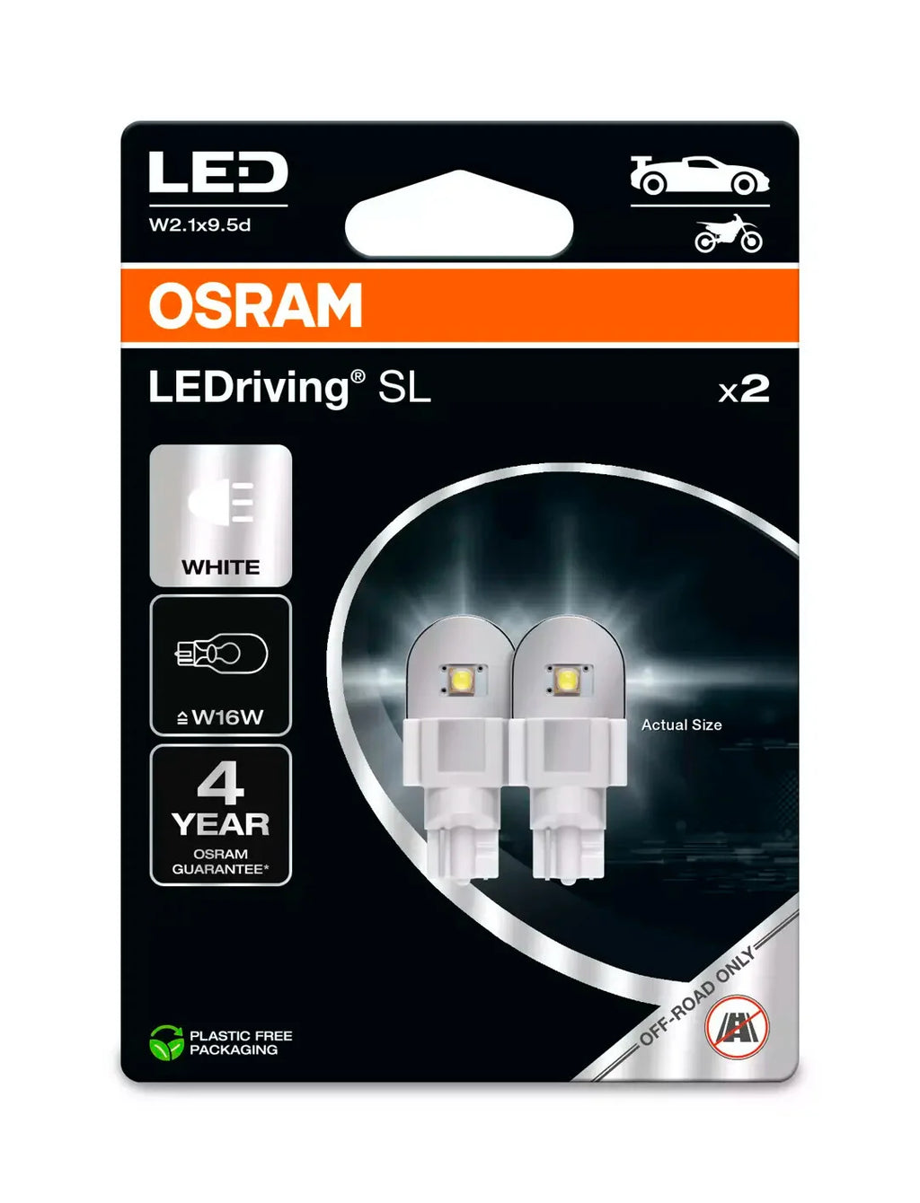 12V LEDriving SL - (W16W) - 3W - W2,1x9,5d - 2 pz  - Scatola - Bianco