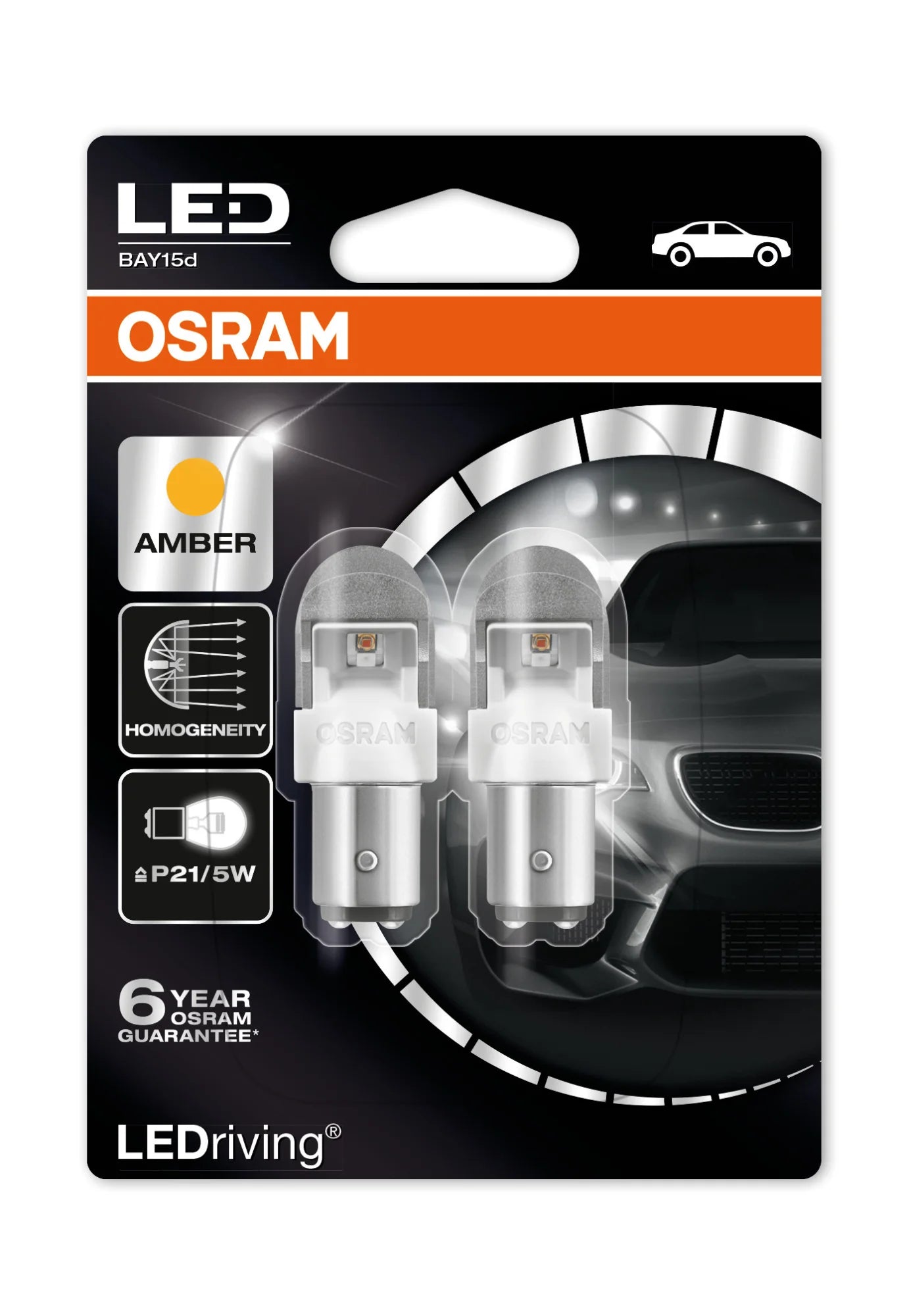 12V LEDriving Retrofit Led Premium - (P21/5W) - BAY15d - 2 pz  - Blister - Arancio