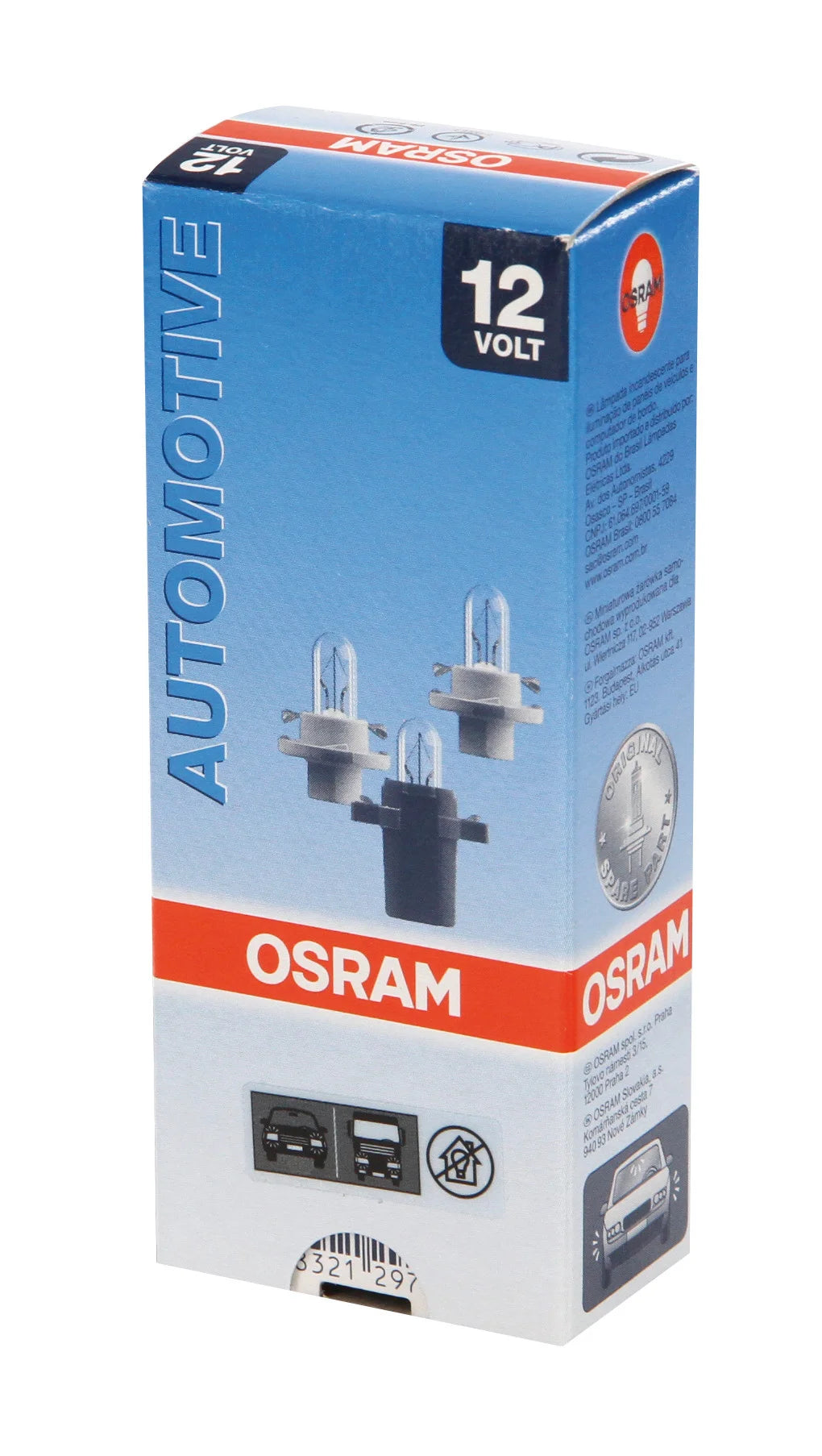 12V Original Line - 1,2W - BX8,4d - 1 pz  - Sfuso - Nero [Confezione da 10]