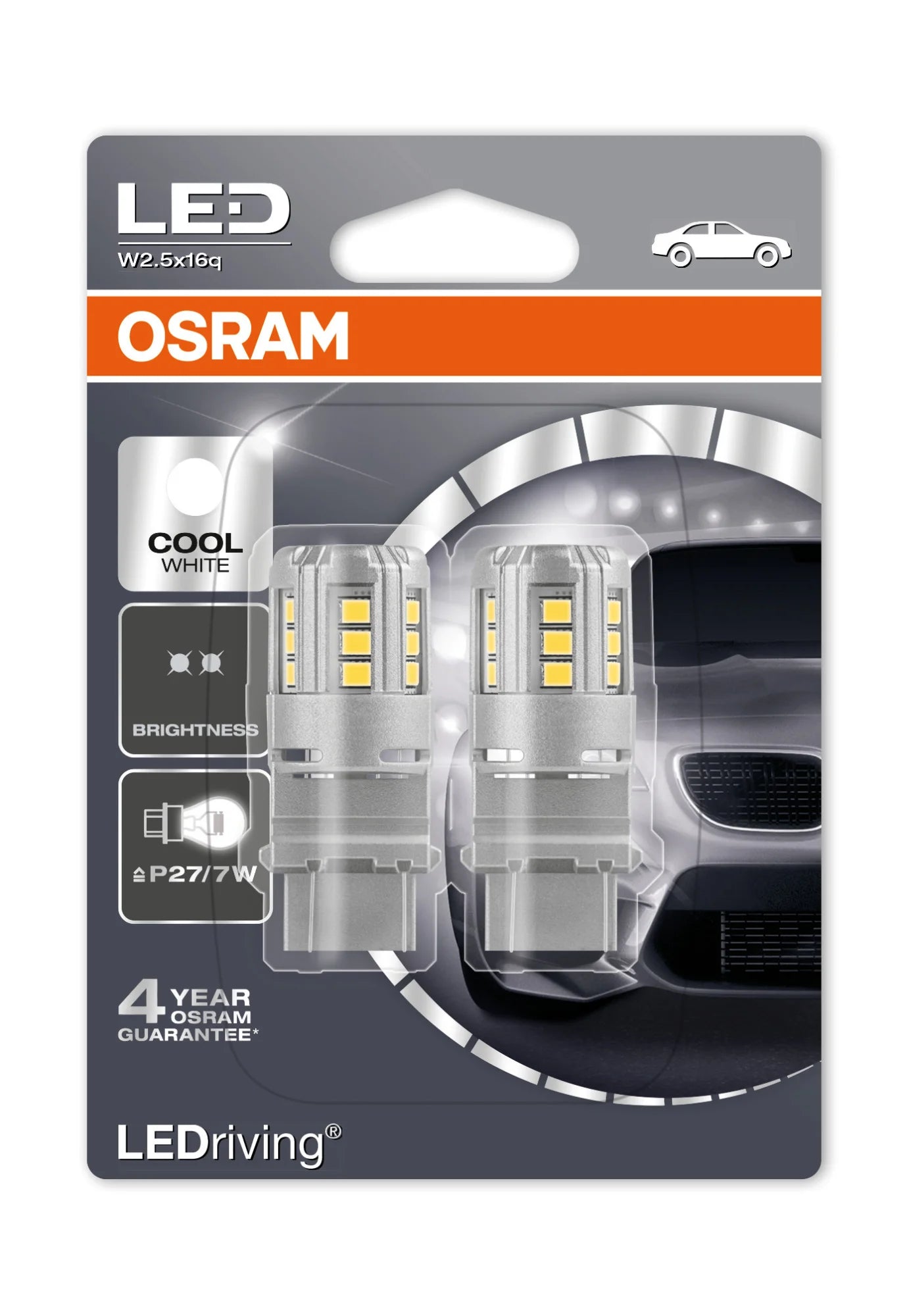 12V LEDriving Retrofit Led Standard - (P27/7W) - W2,5x16q - 2 pz  - Blister - Bianco