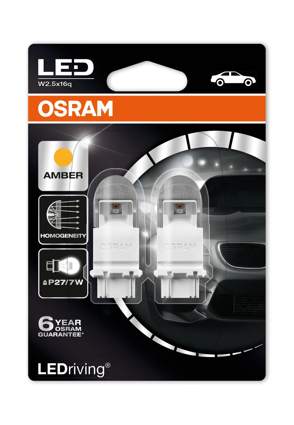 12V LEDriving Retrofit Led Premium - (P27/7W) - W2,5x16q - 2 pz  - Blister - Arancio