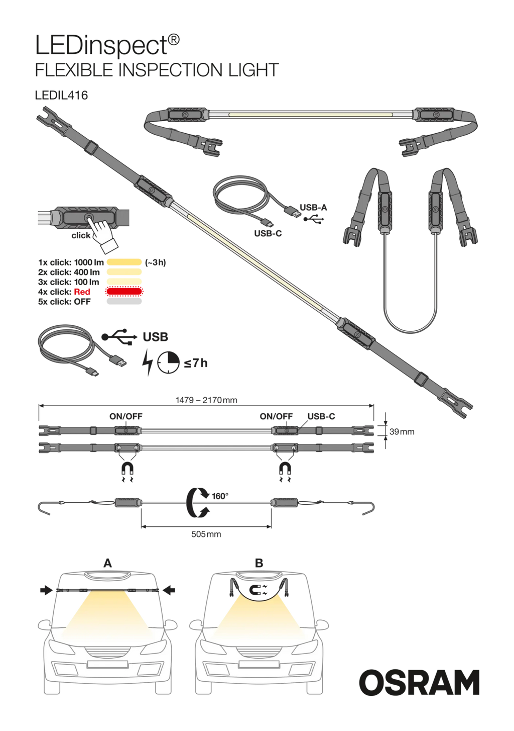 LEDinspect FLEXIBLE INSPECTION LIGHT, torcia da ispezione sotto cofano flessibile
